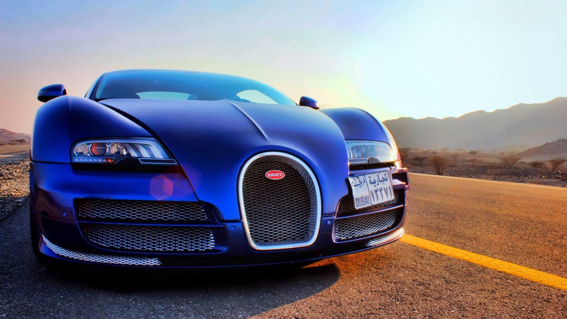 布加迪,威龙,蓝色跑车