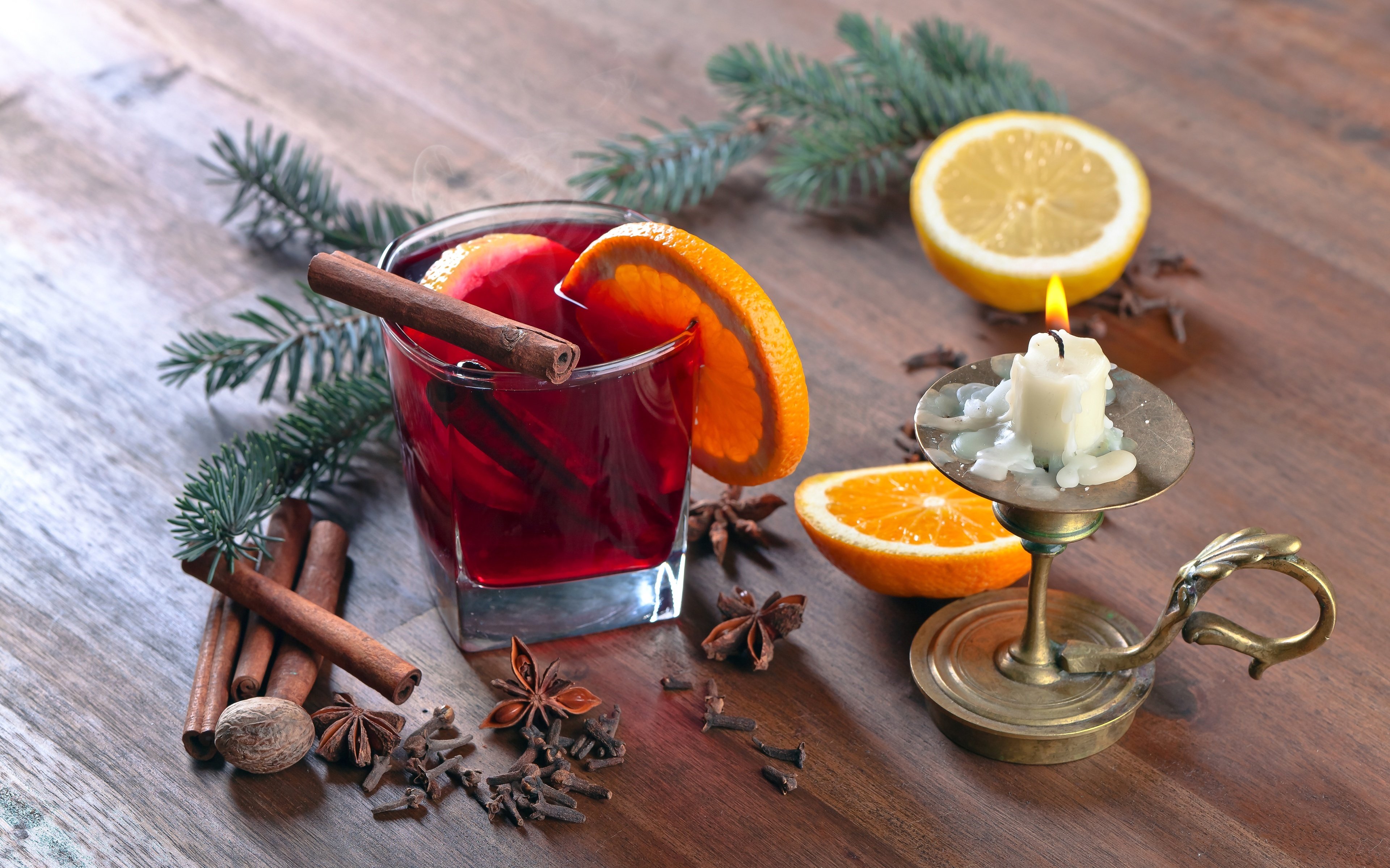 果汁,水果,蜡烛