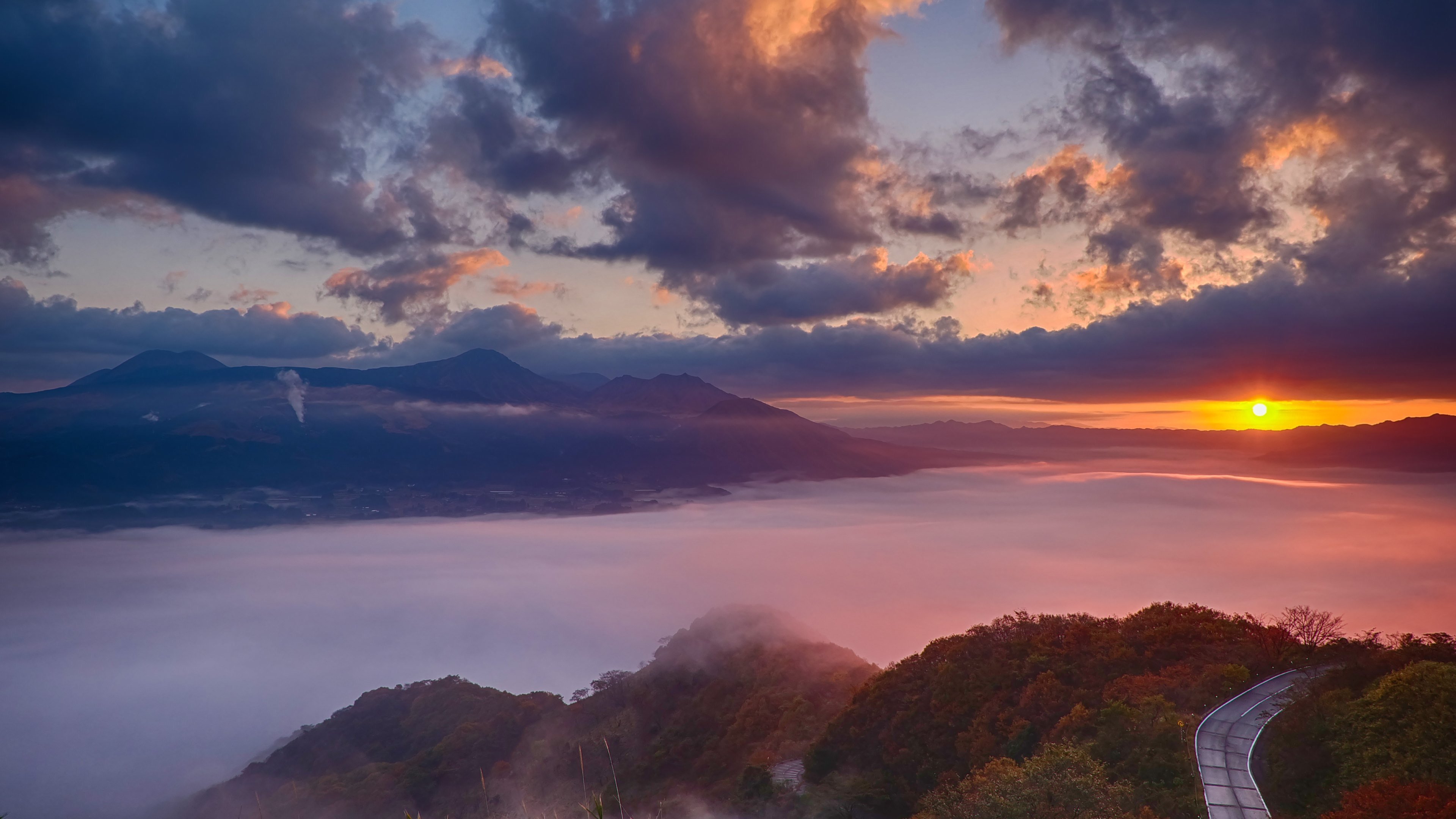 风景,乌云,落日
