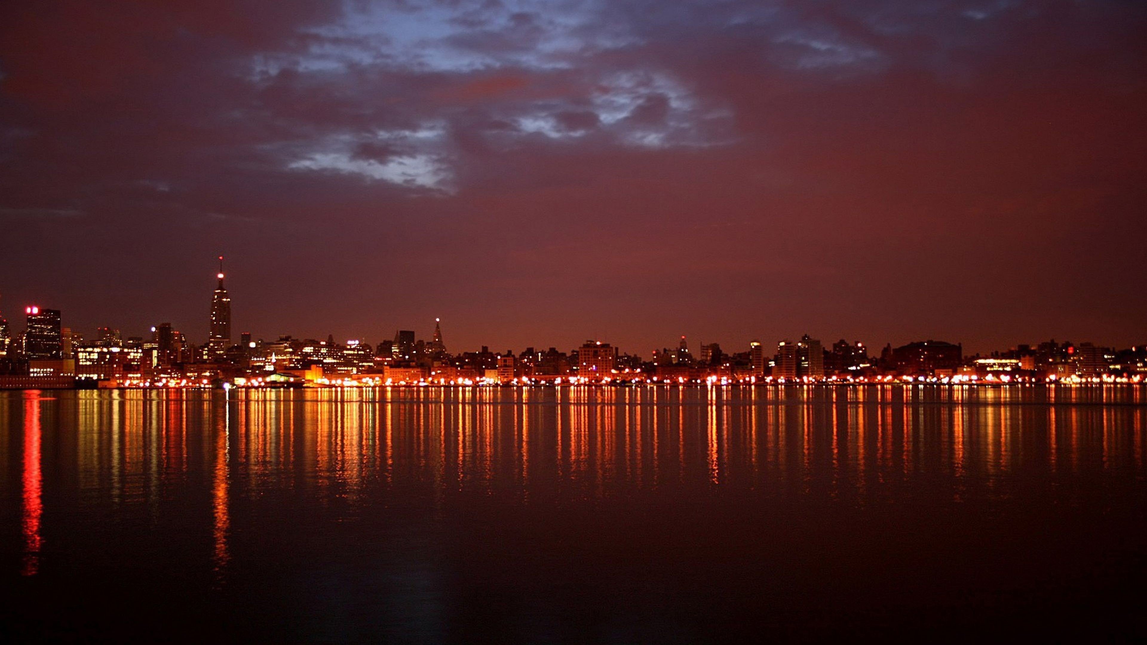 城市,海岸,灯光,夜景