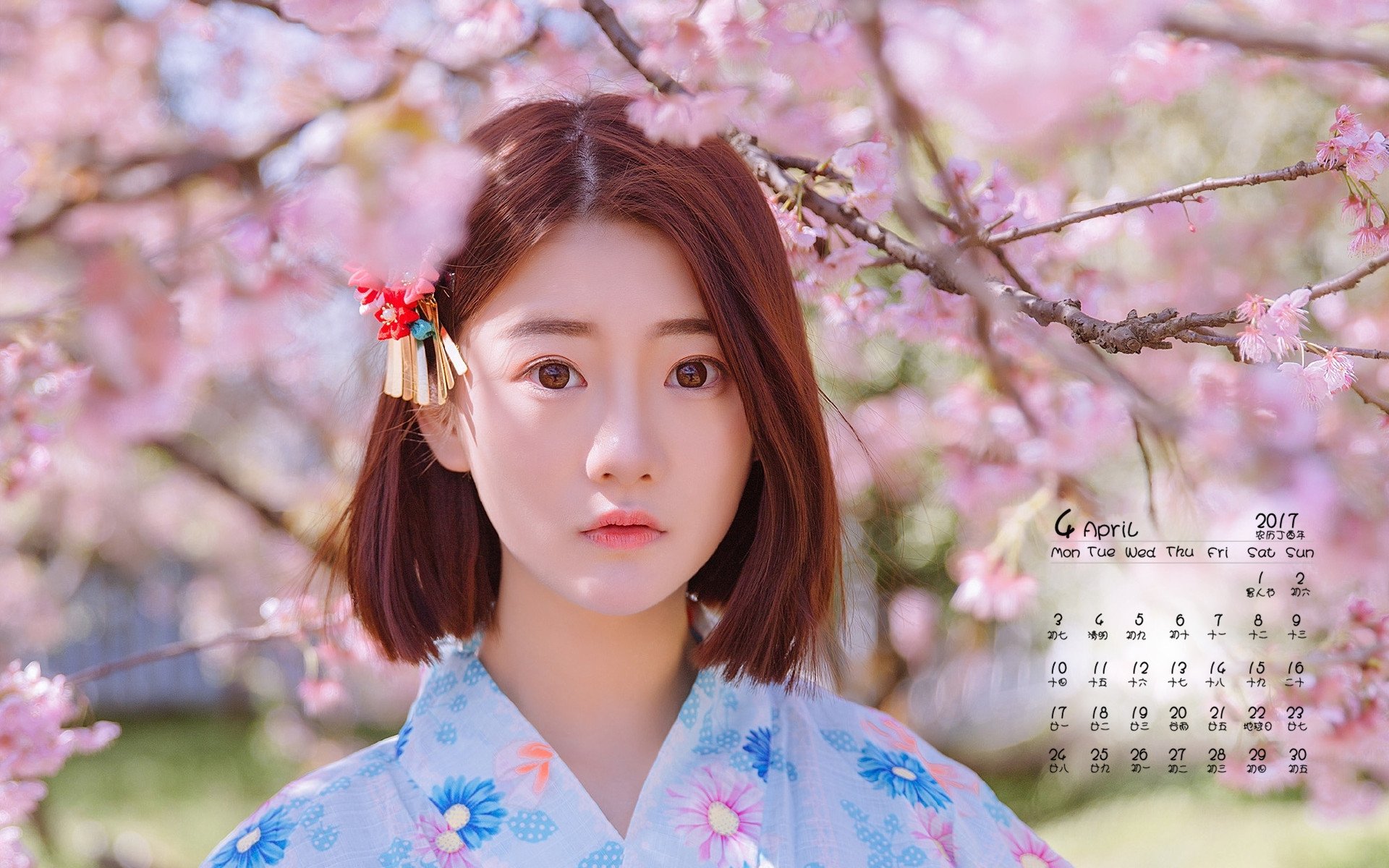 2017年4月,樱花和服美女