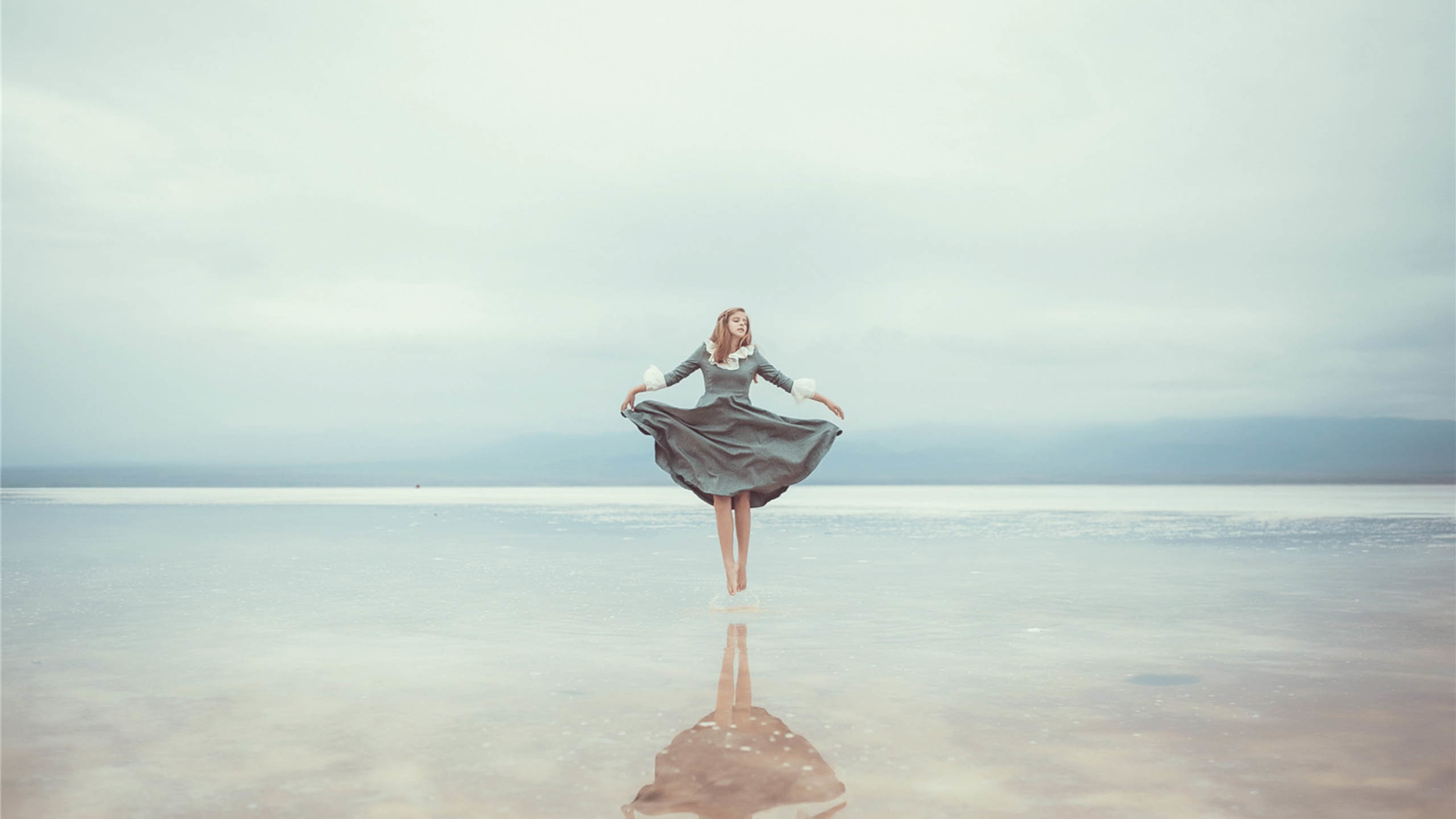 水面,舞蹈,女孩