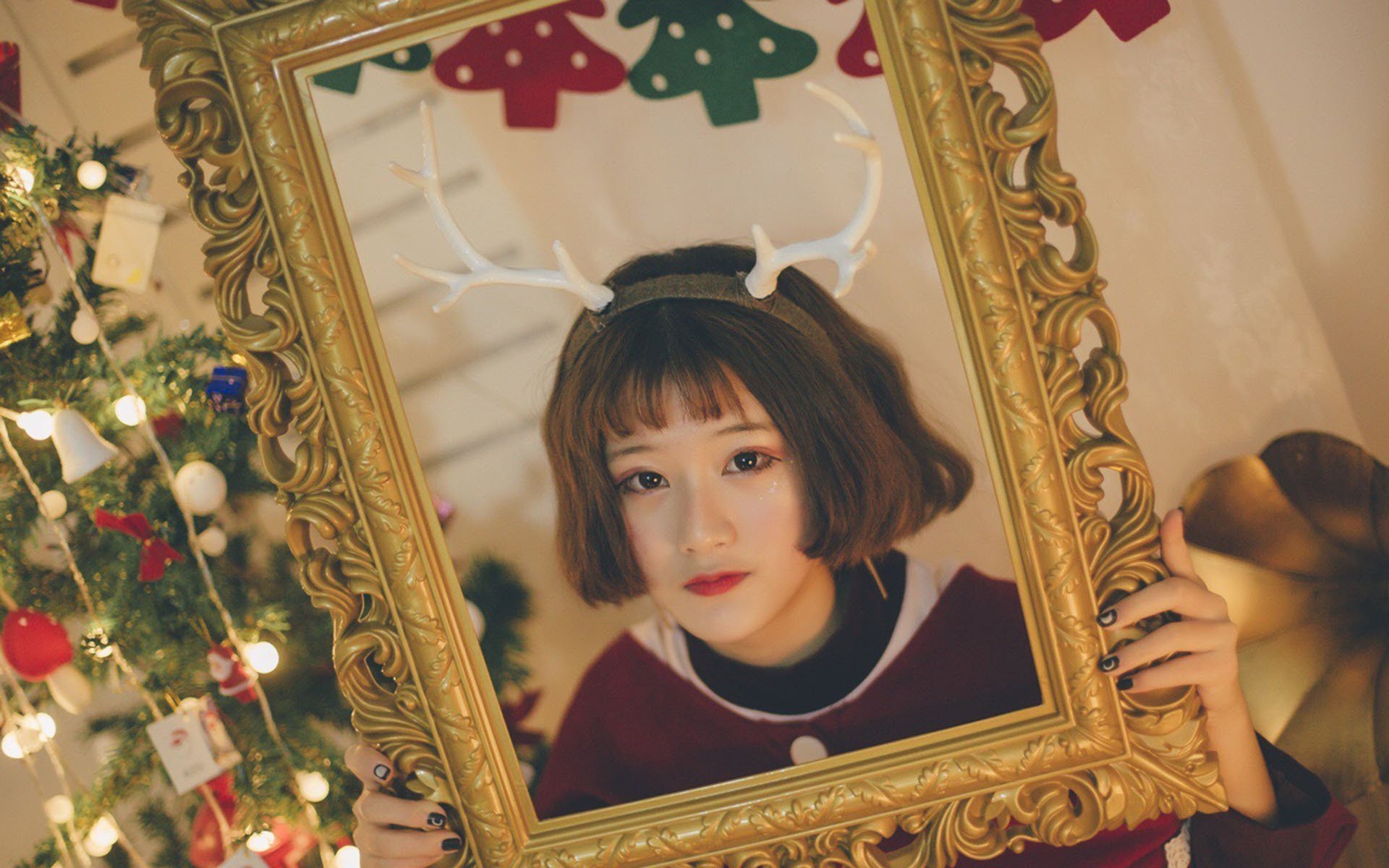 清纯,短发,圣诞节