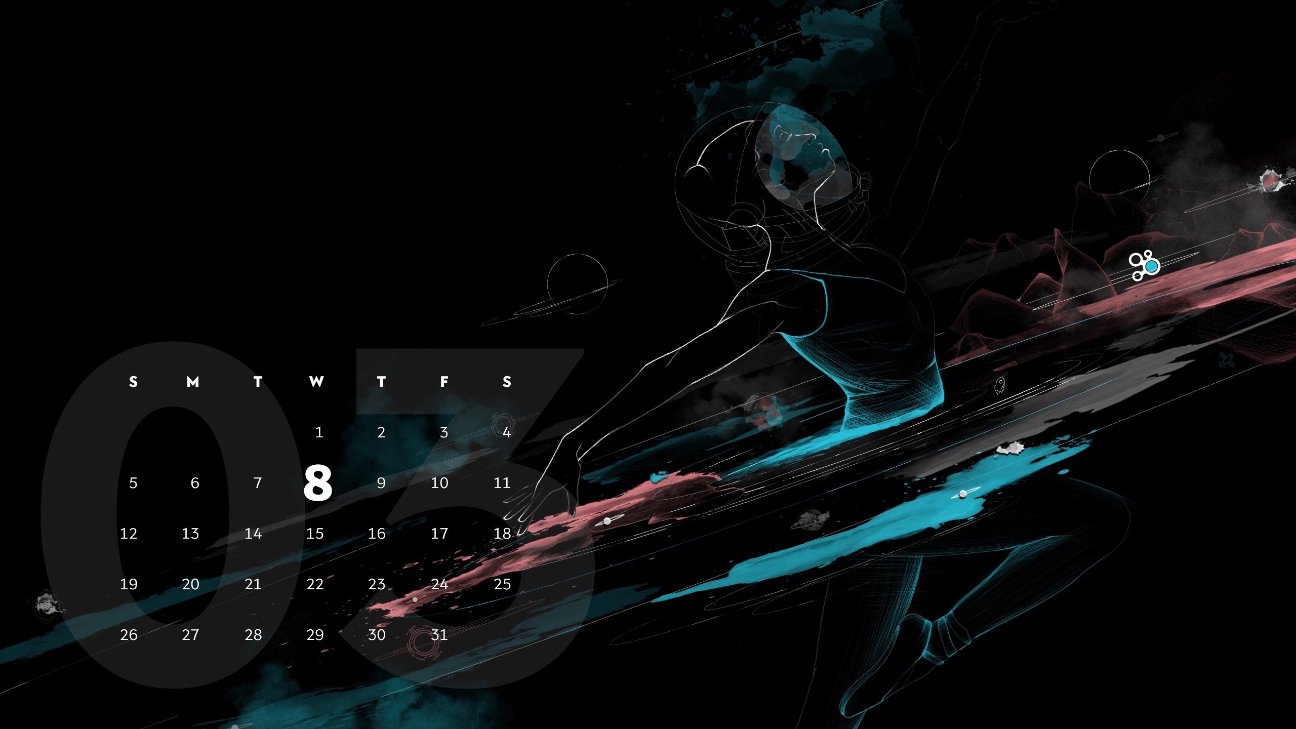 2017年3月,手绘,宇宙,太空,星球,线条