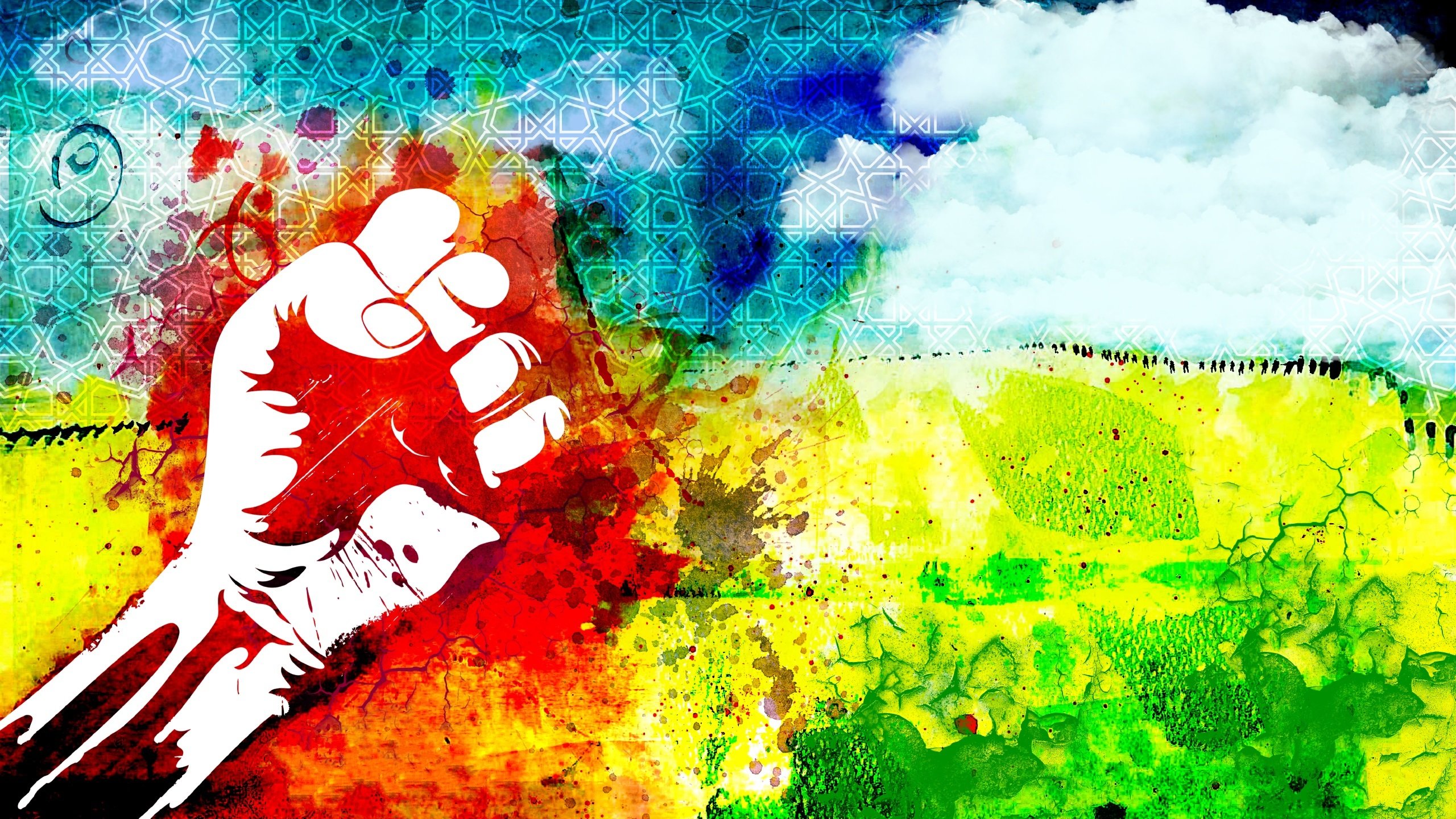 炫彩,五颜六色,拳头,力量