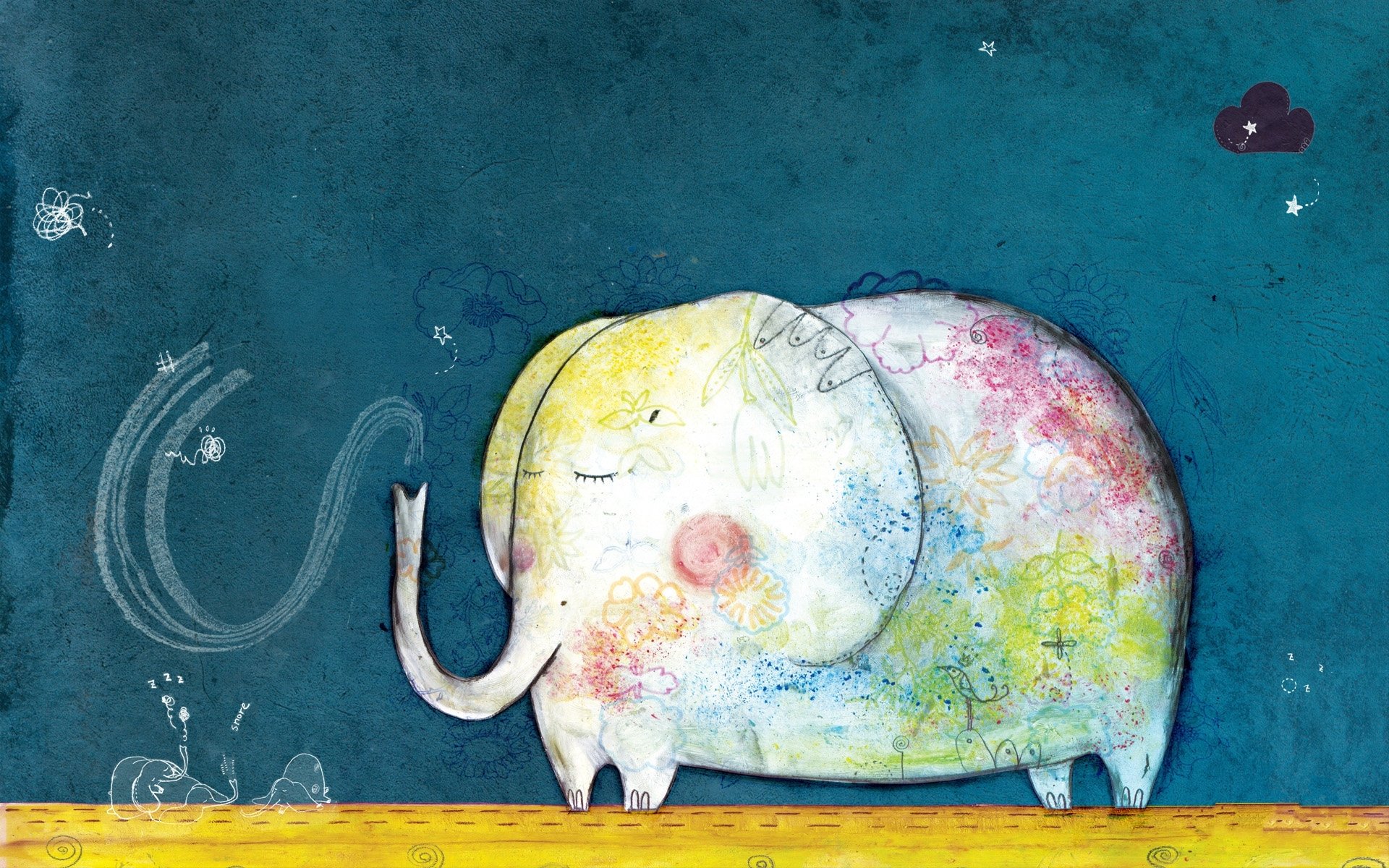 手绘,卡通,大象