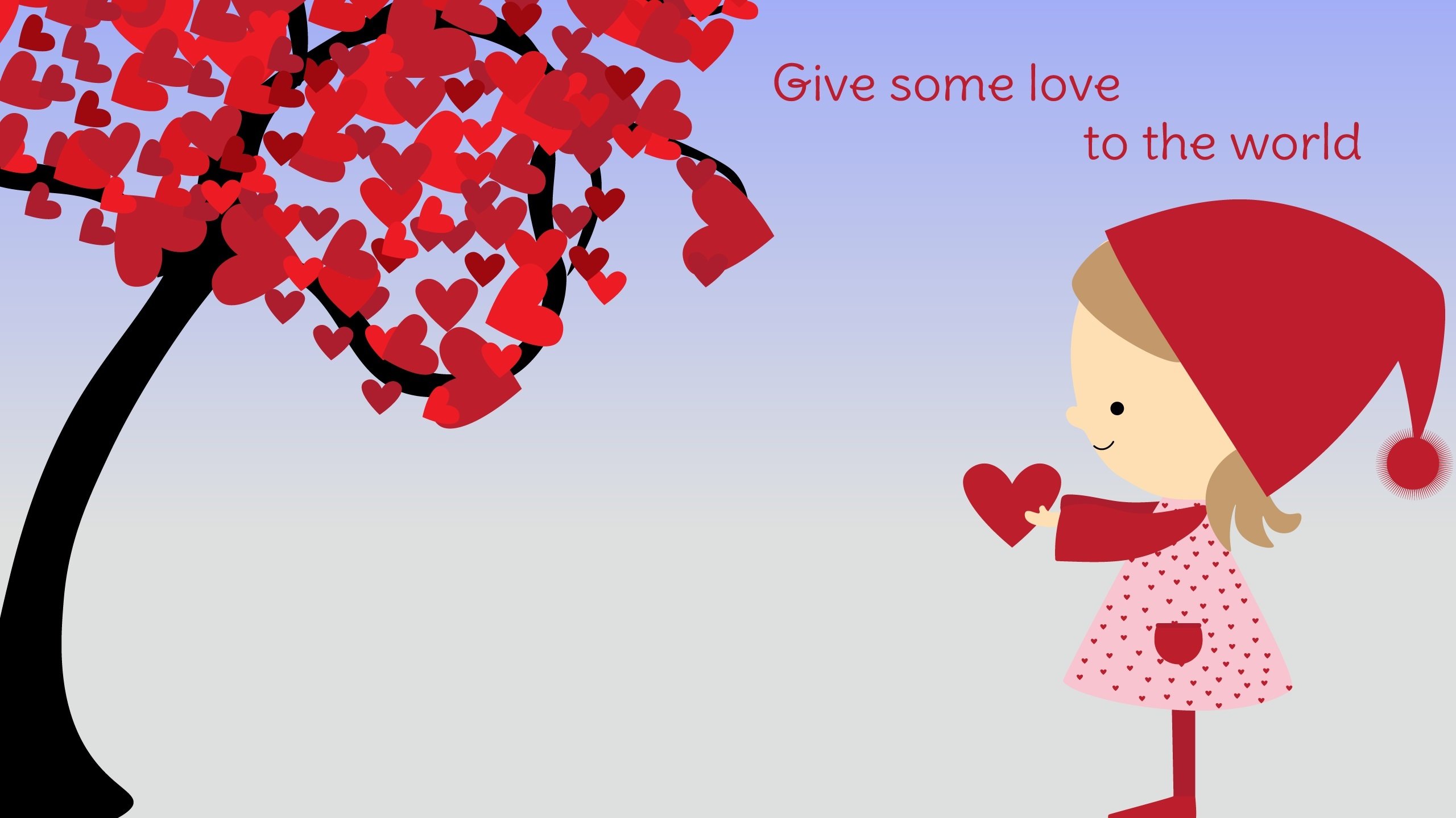 手绘,小女孩,爱心