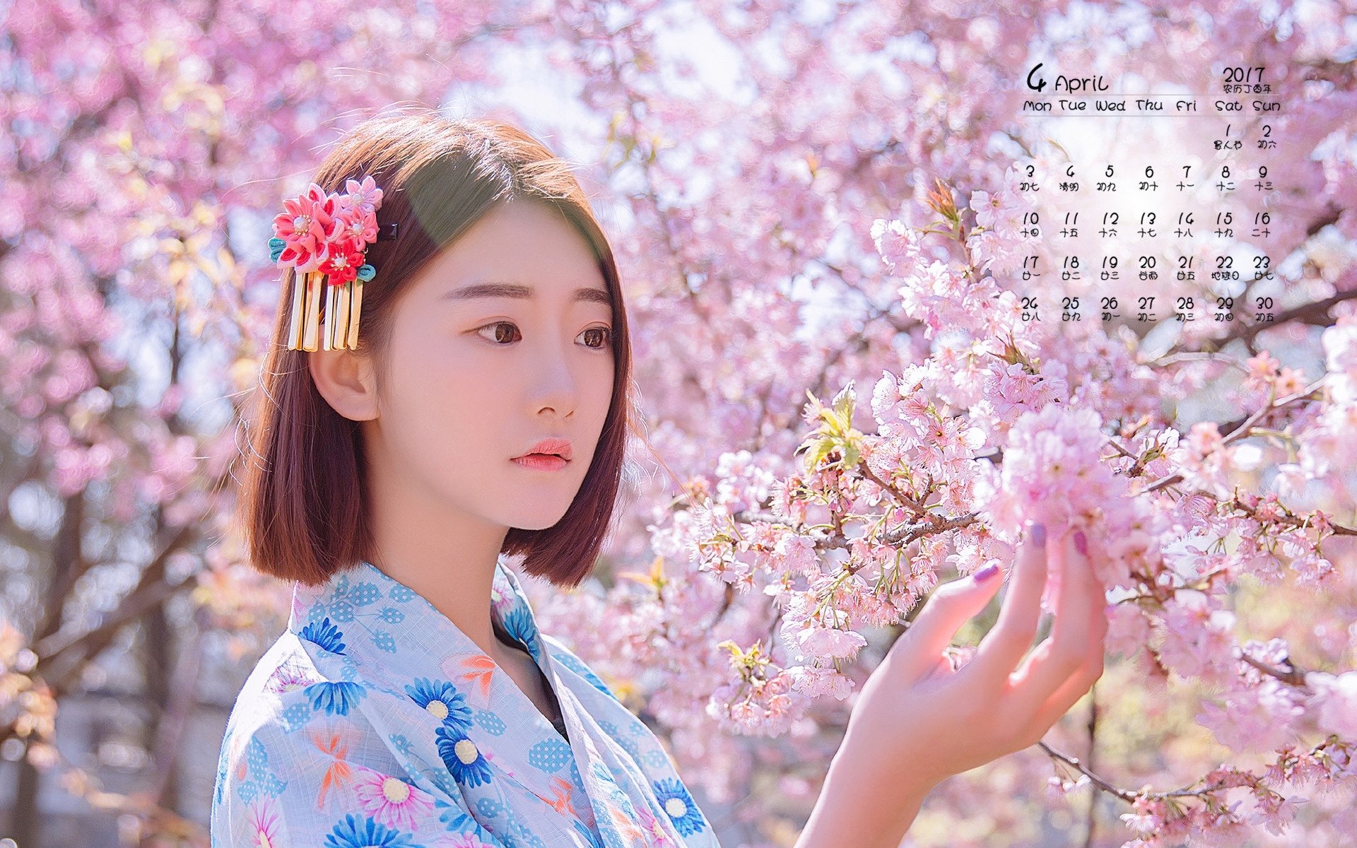 2017年4月,樱花和服美女