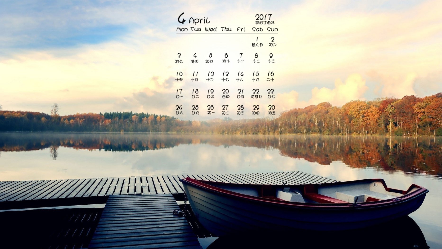 2017年4月,湖水,小船