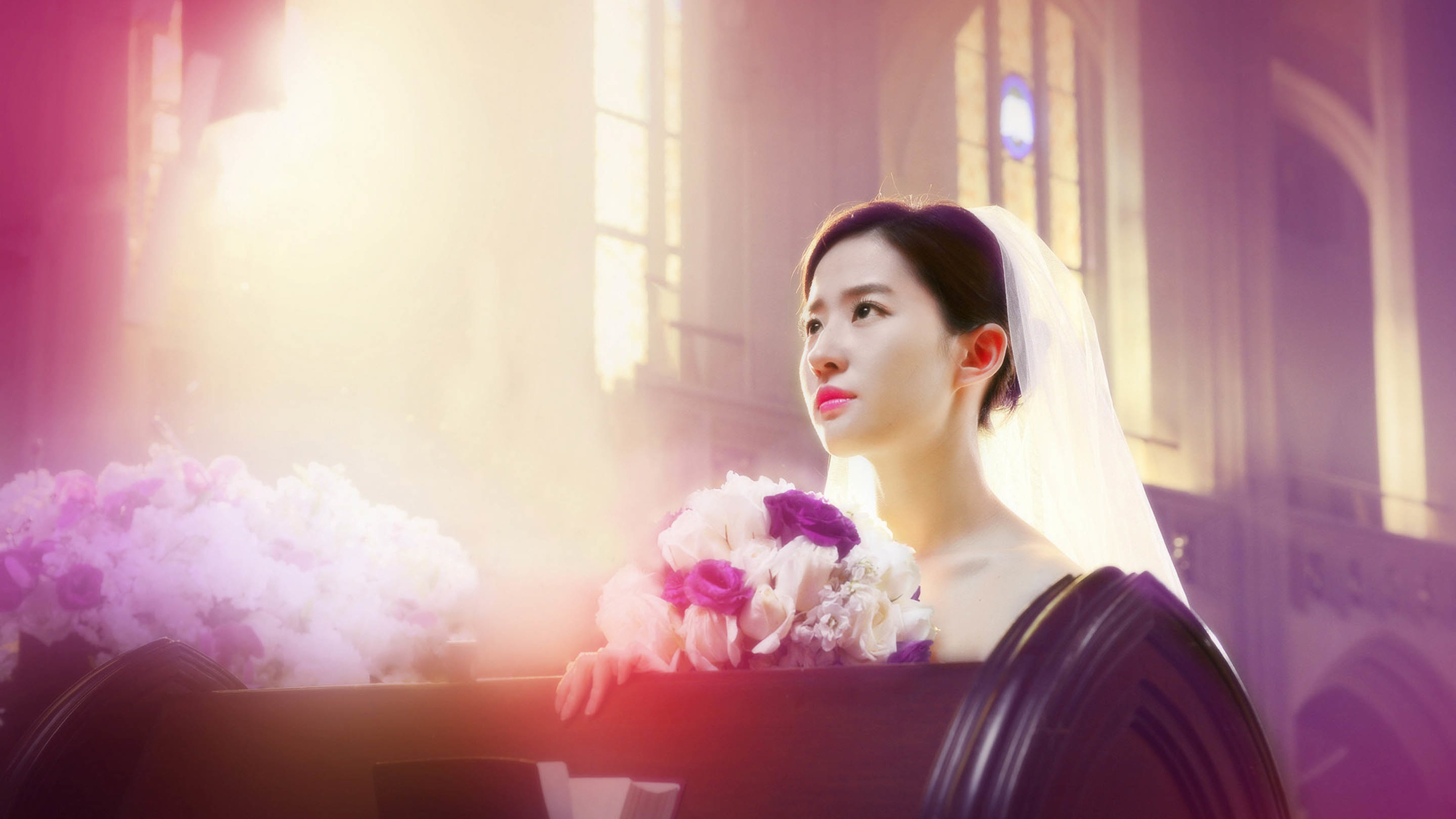 刘亦菲,鲜花,婚纱