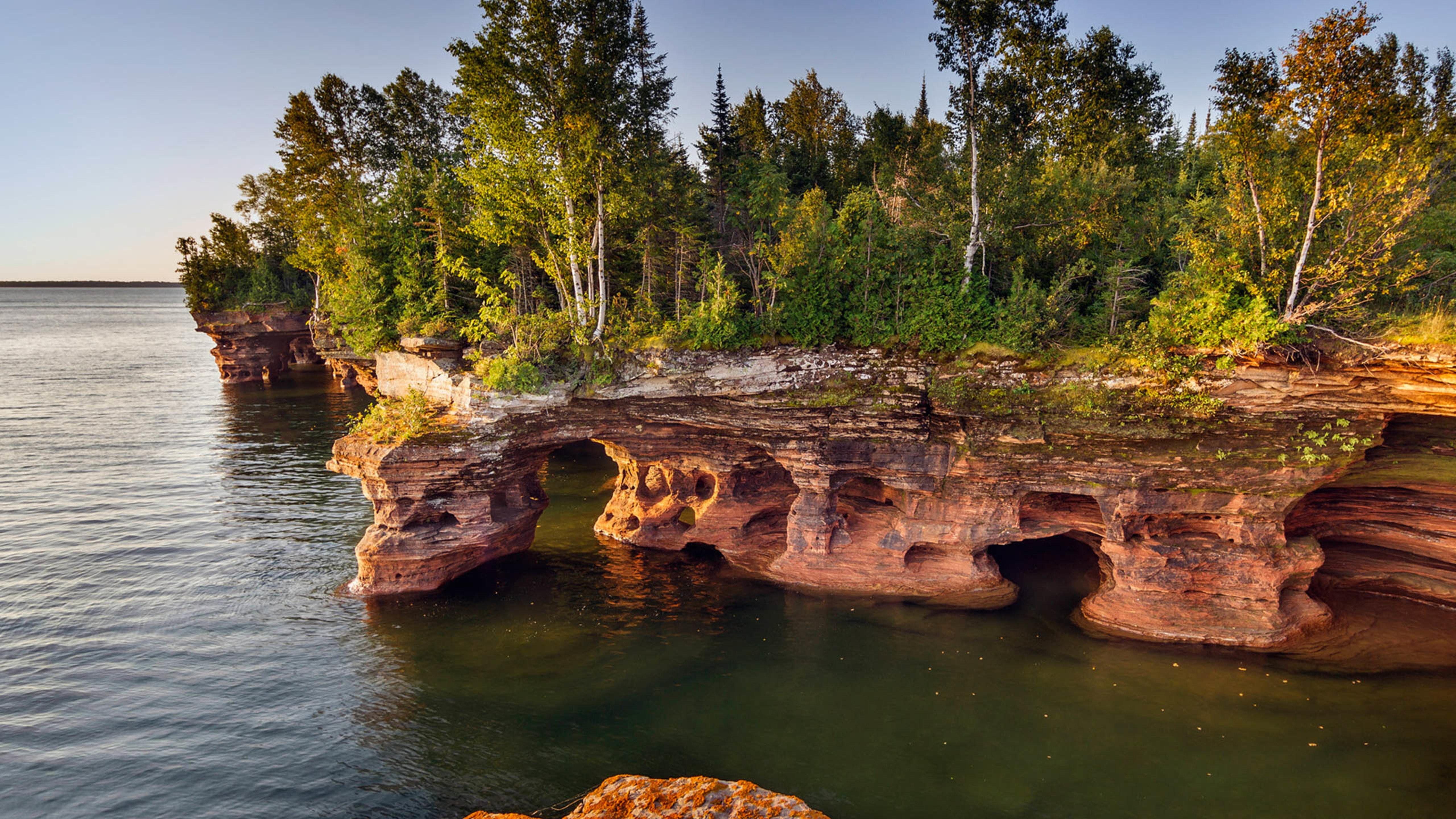 湖水,岩石,树林