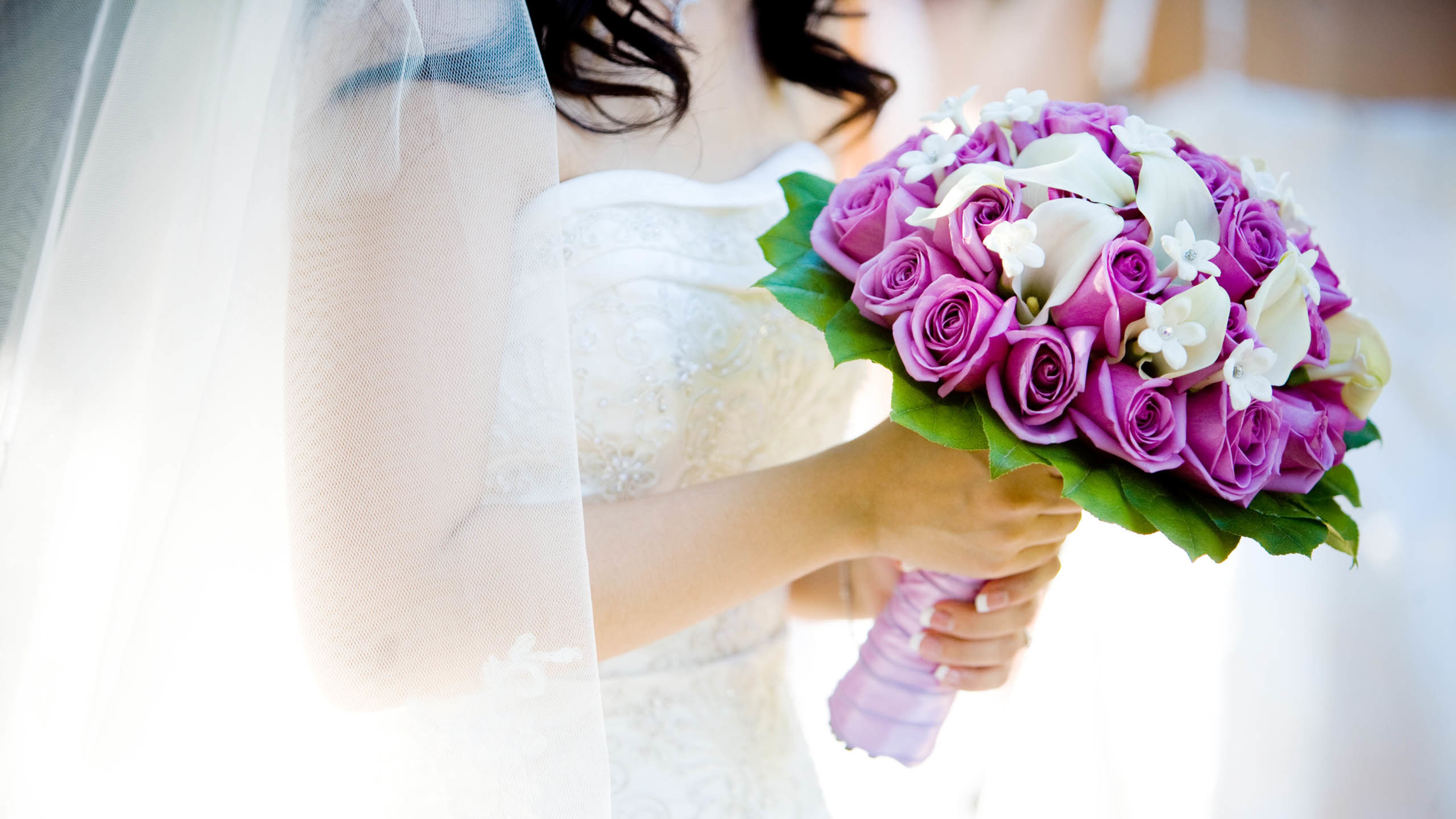 新娘,婚纱,手捧花