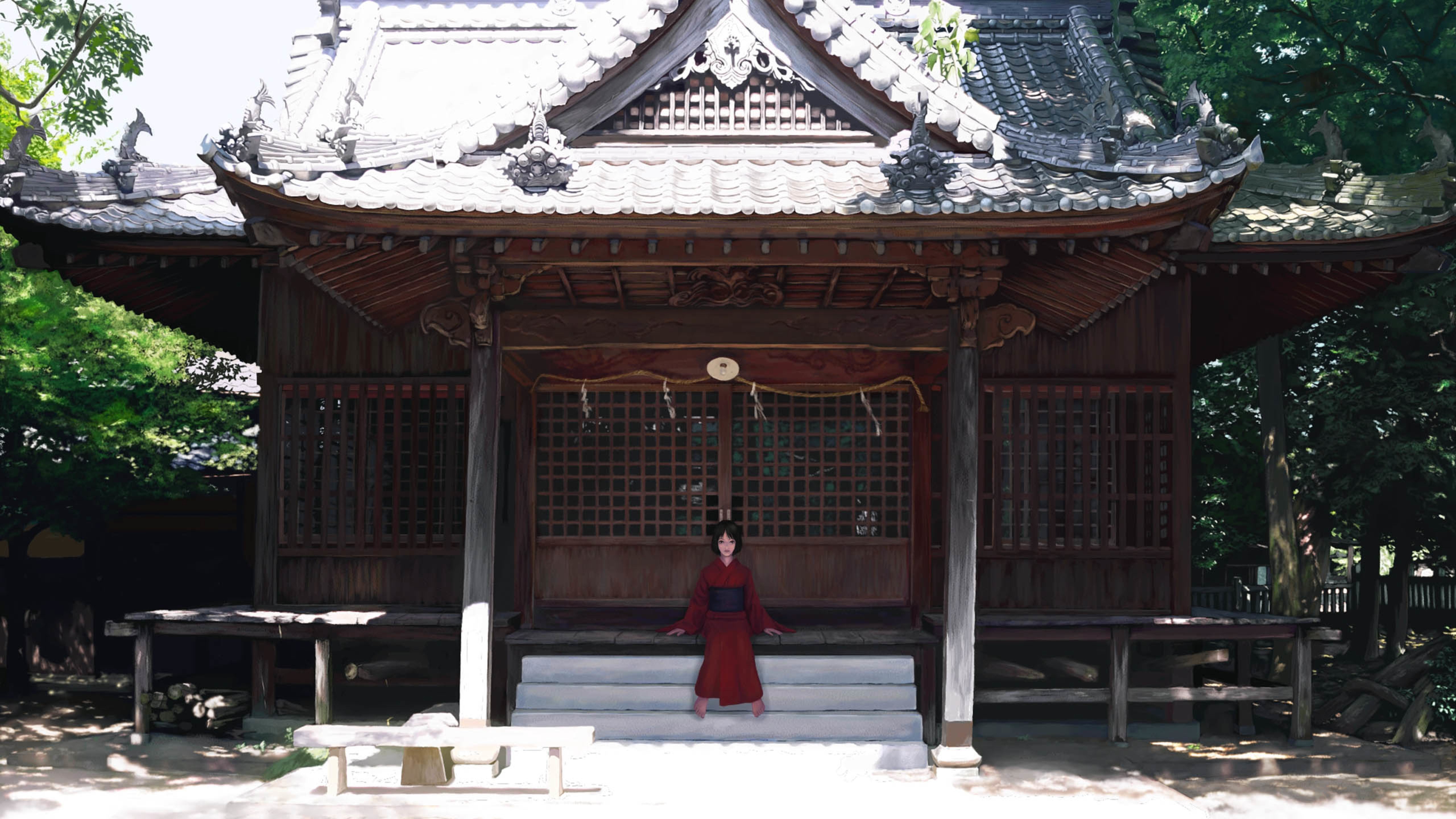 建筑,木屋,古典,人偶,夏日