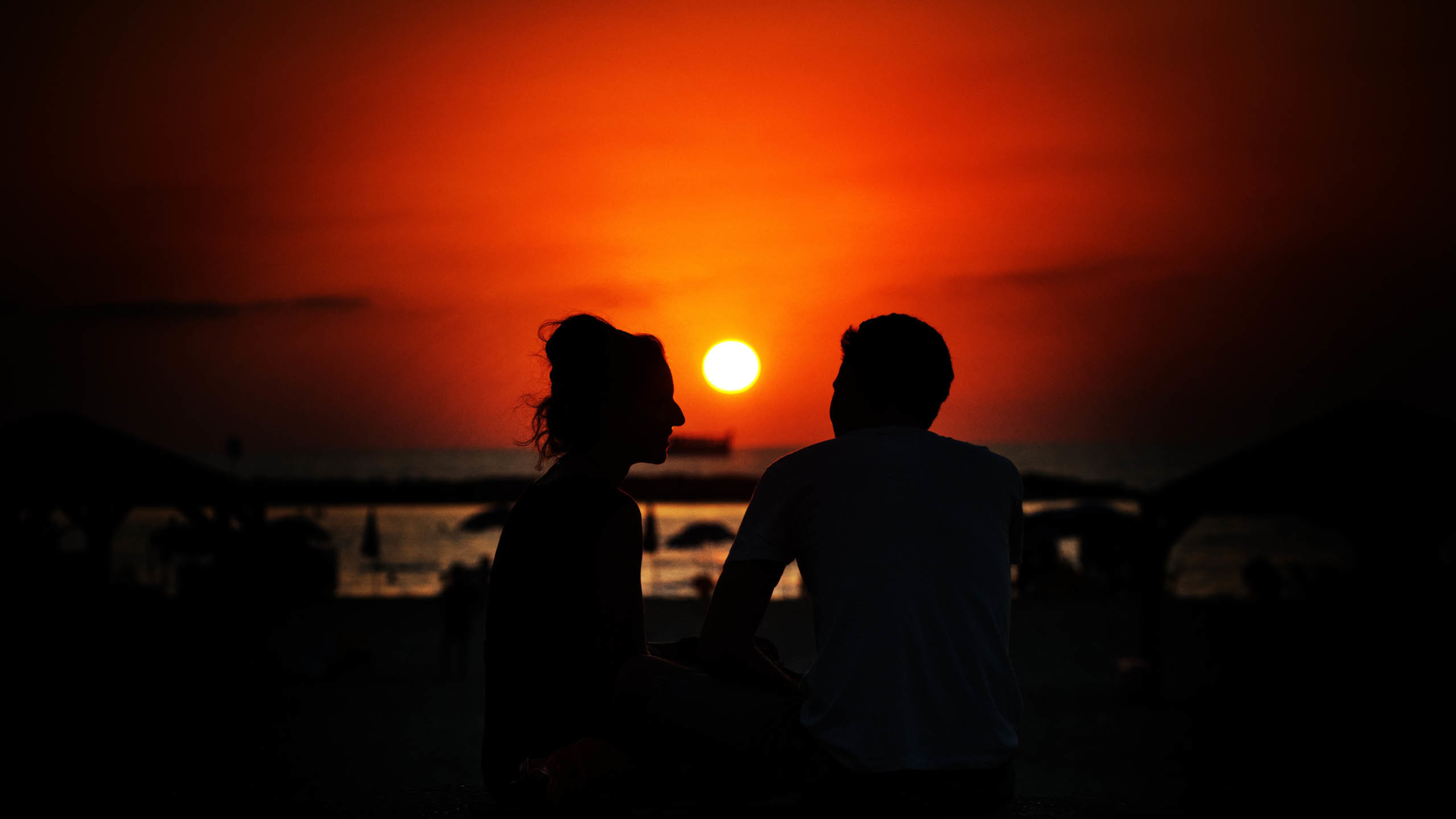 情侣,黄昏,夕阳