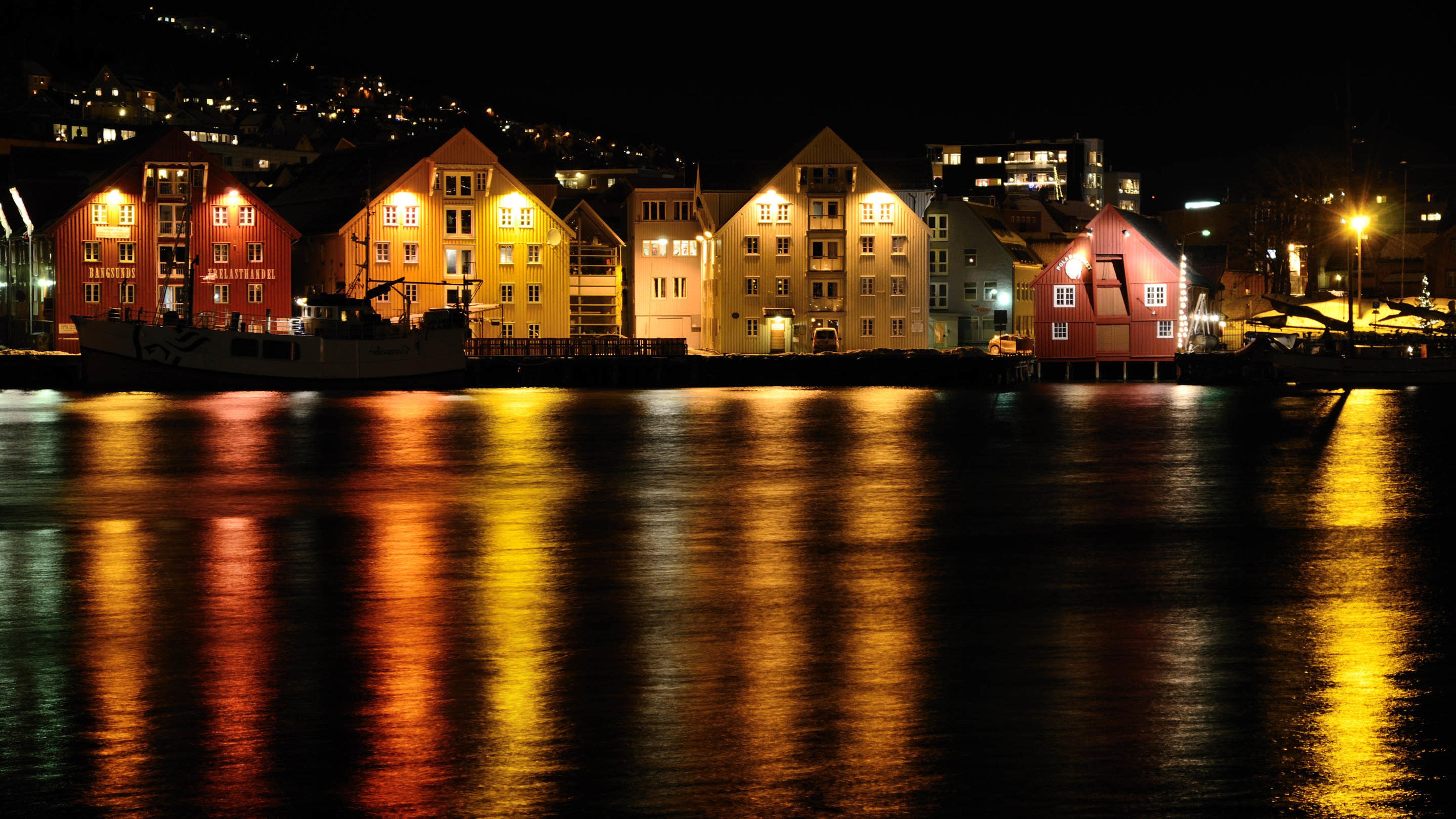河流,夜景,建筑,灯光