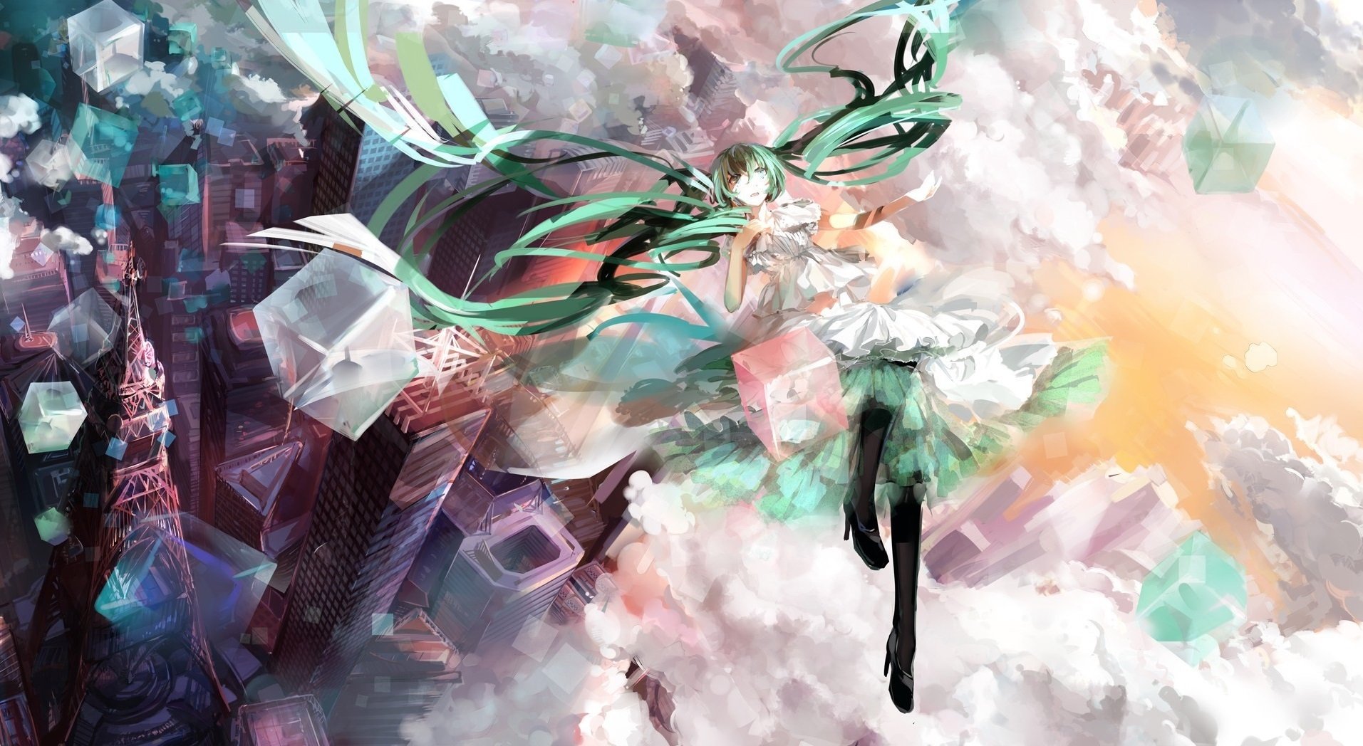 二次元,初音未来,坠落,高楼