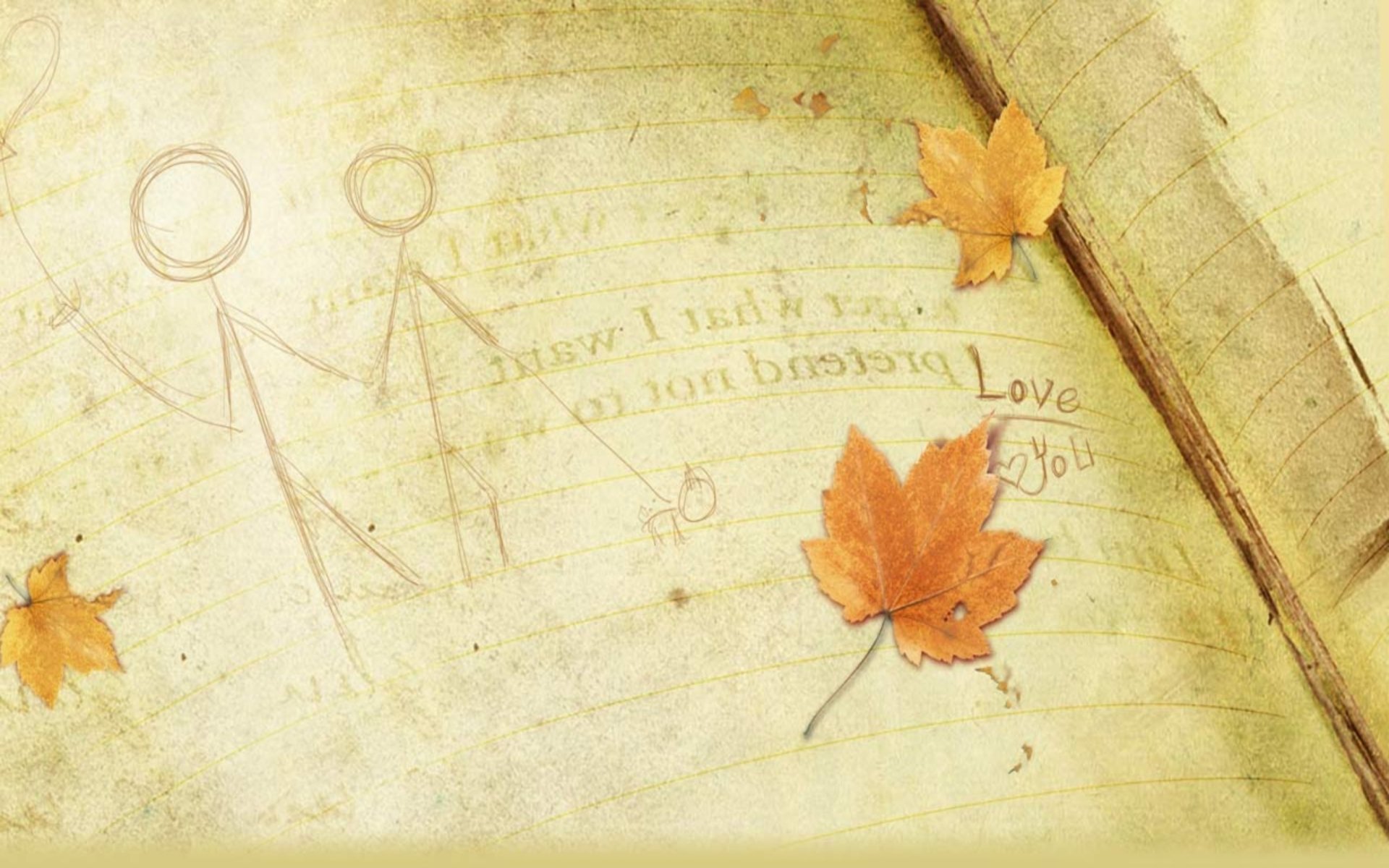 浪漫手绘,卡通人物,枫叶