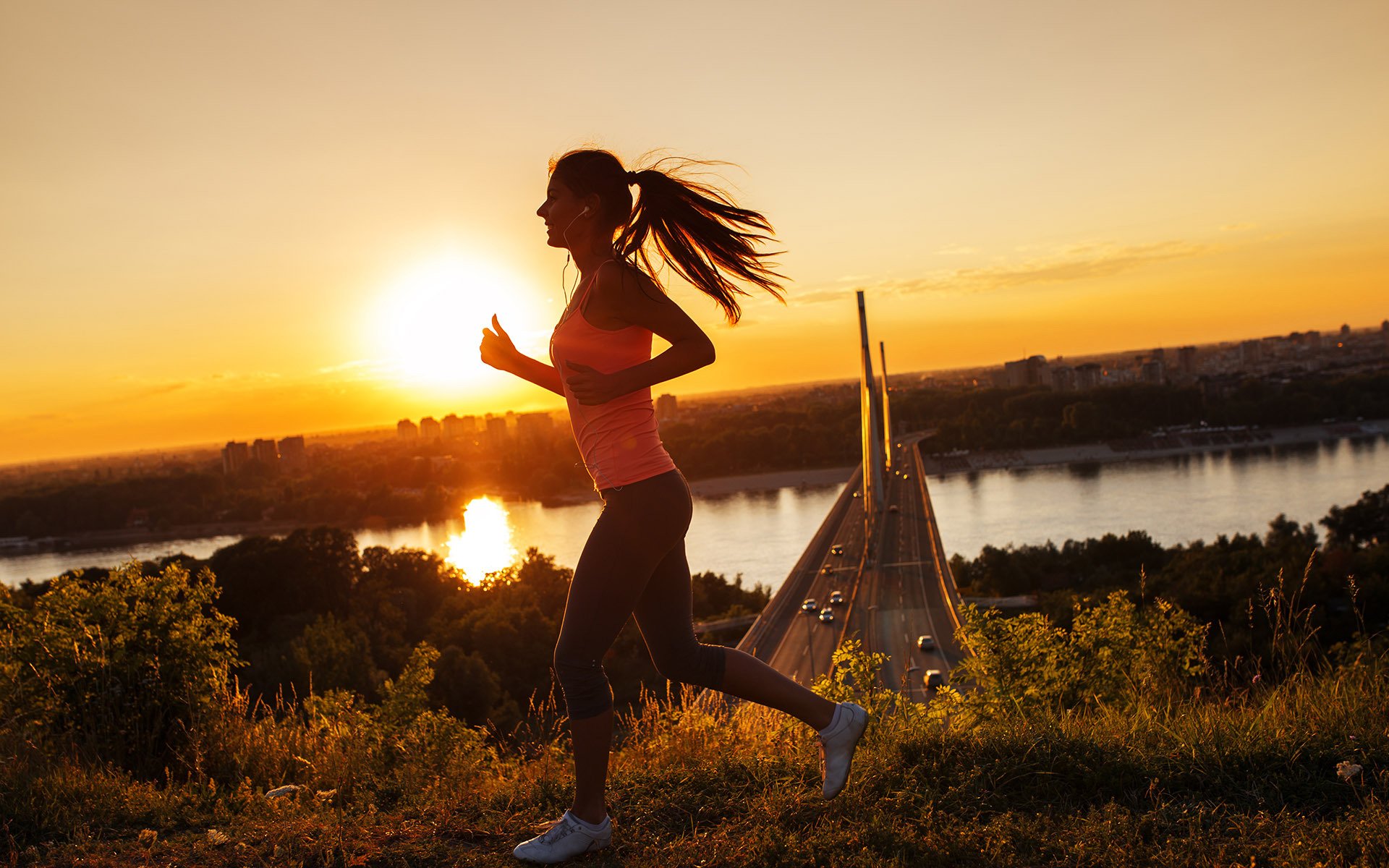 运动,跑步,黄昏