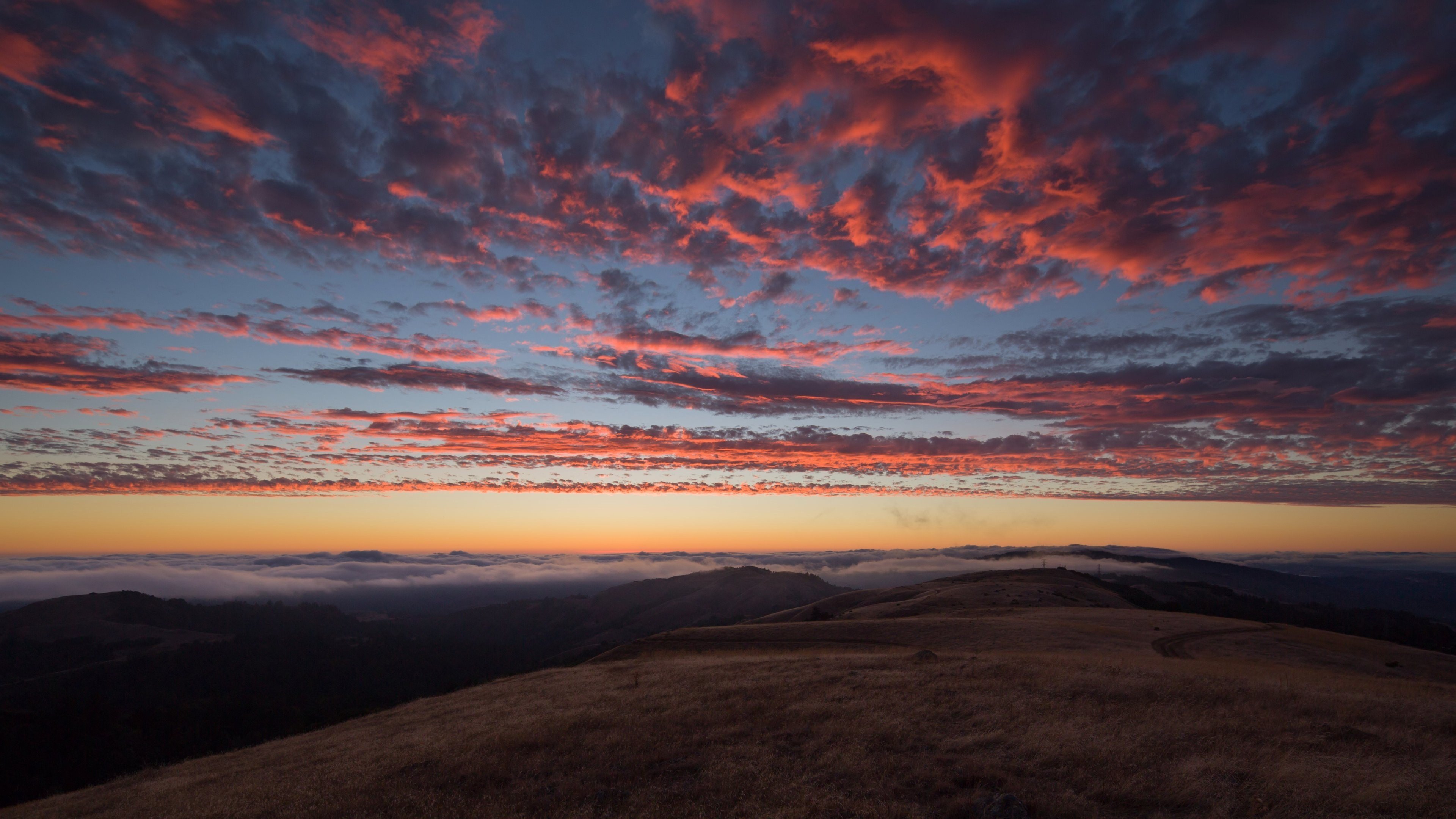 晚霞,火烧云,红云,旷野