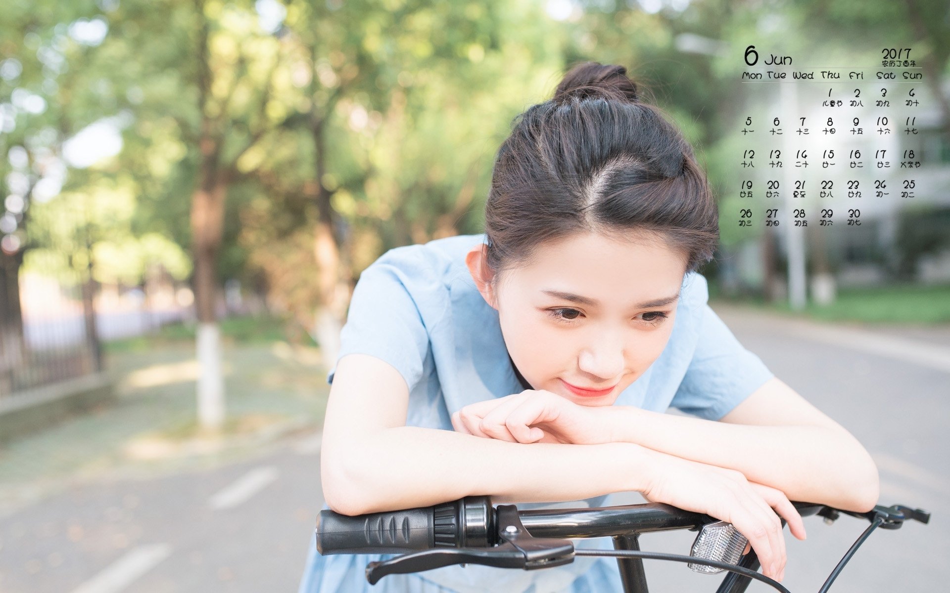 2017年6月,美女,单车,清纯