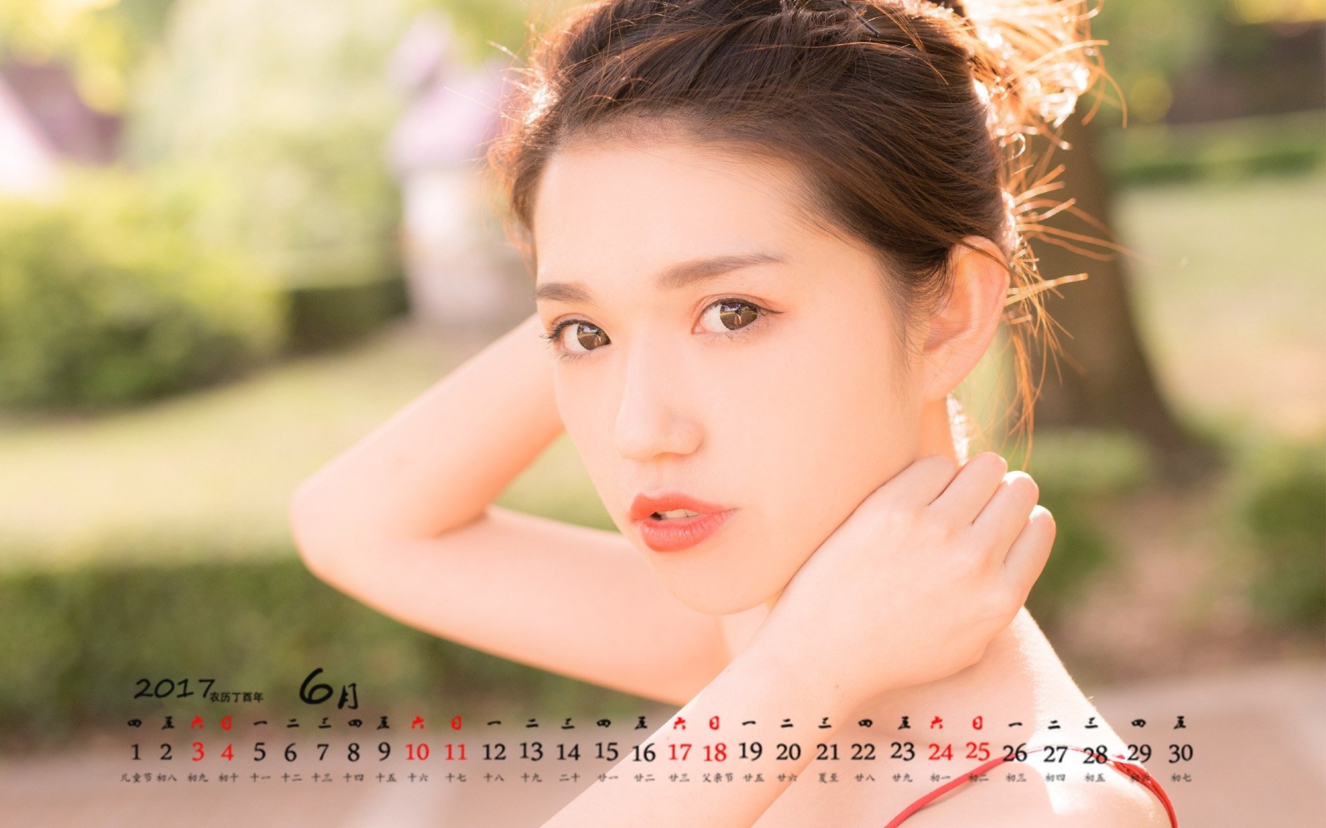 6月,美女,日历