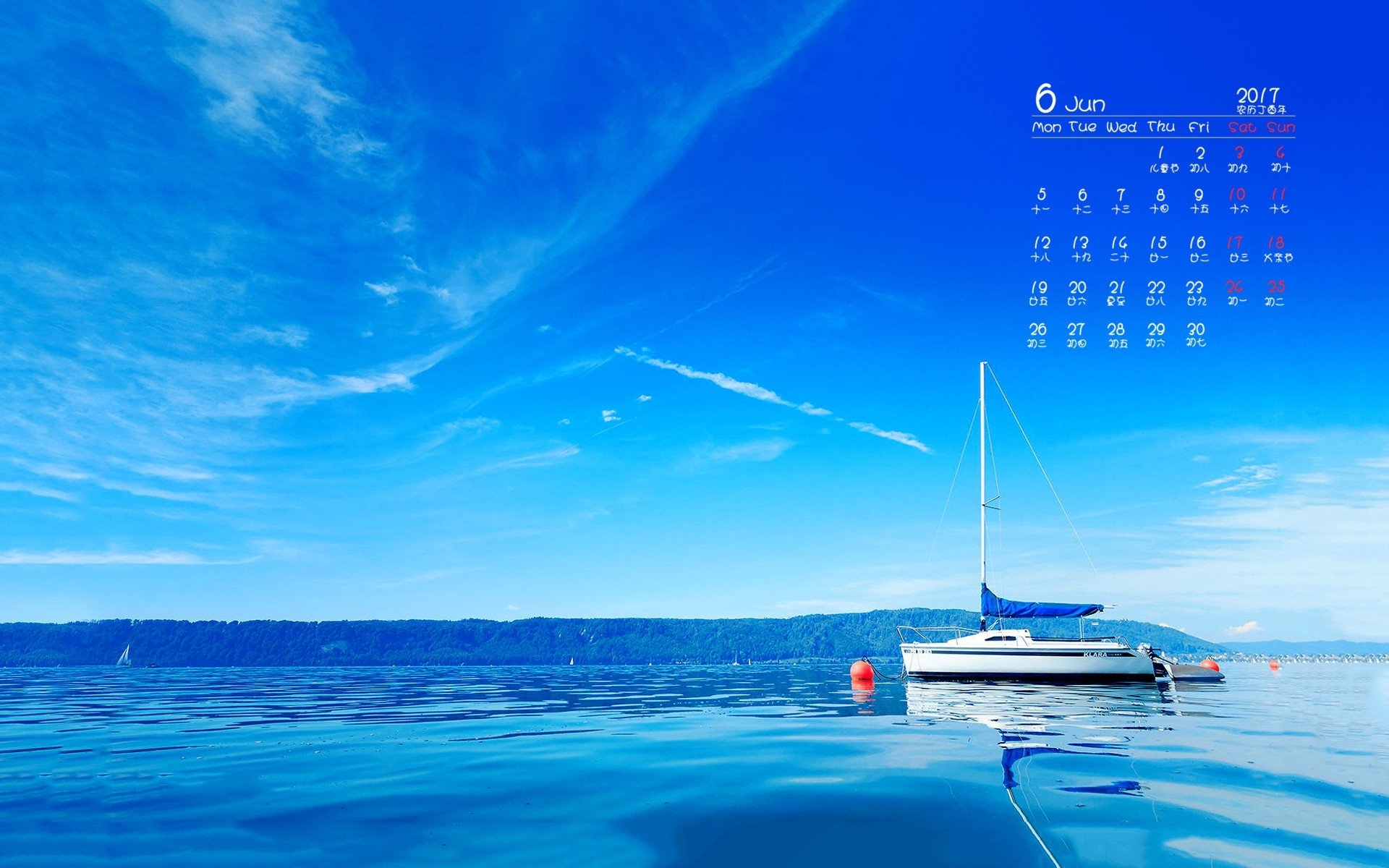 2017年6月,湖水,游艇,蓝色