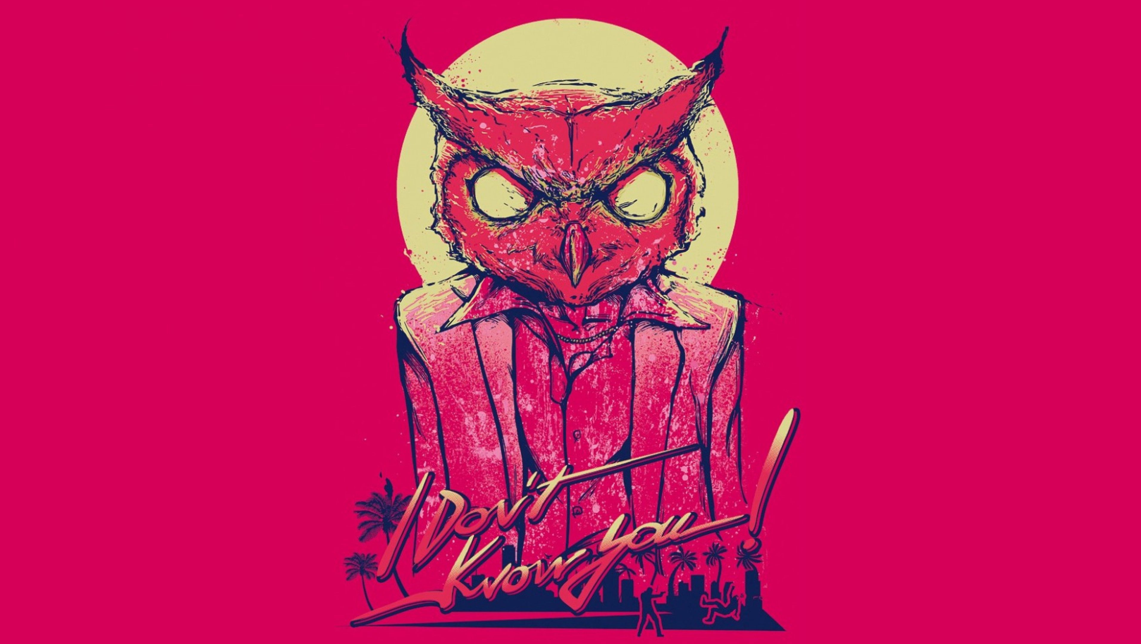 手绘,红色,猫头鹰