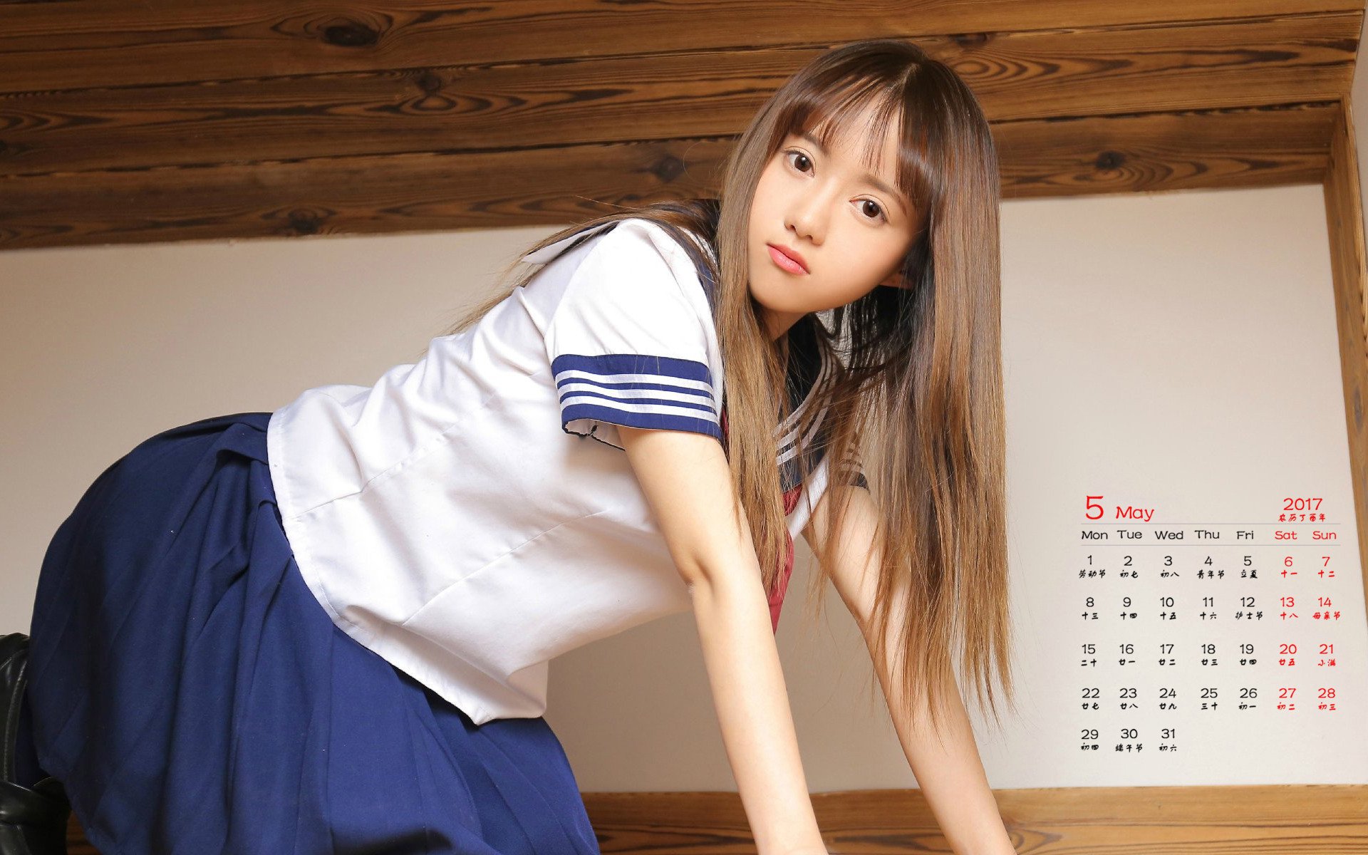 2017年5月,美女,水手服