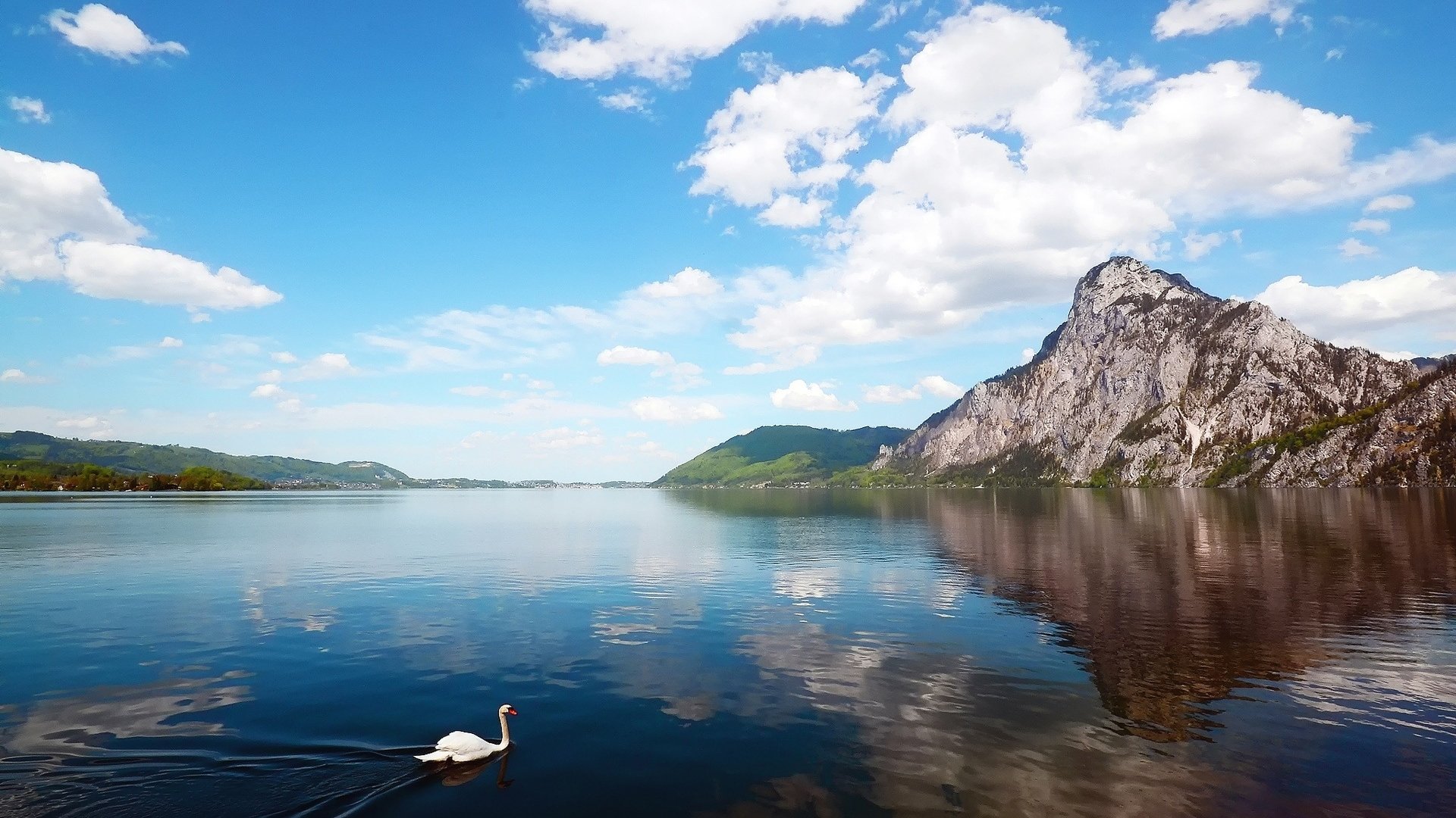蓝天,白云,湖泊