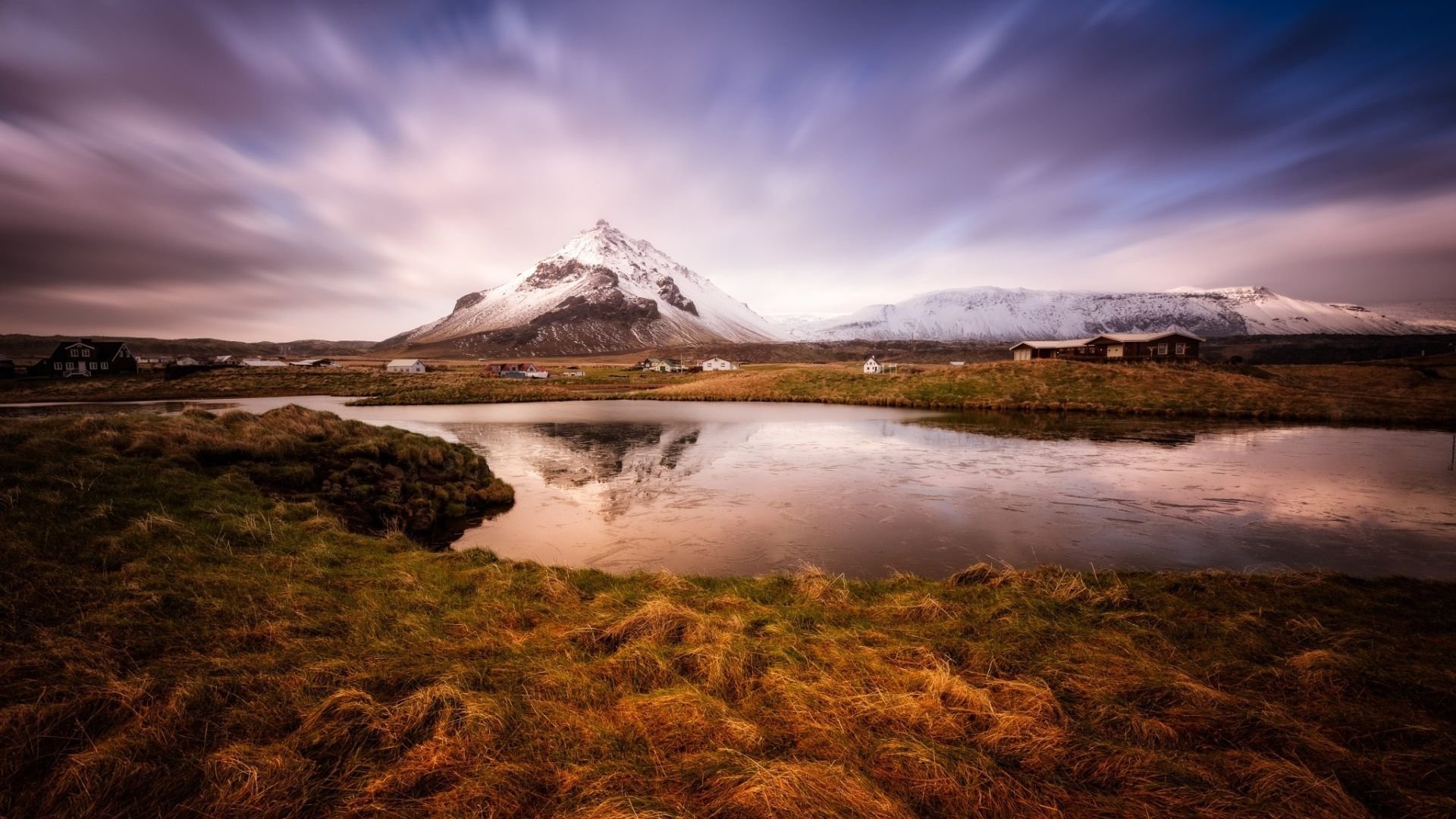风景,雪山,草地,草甸