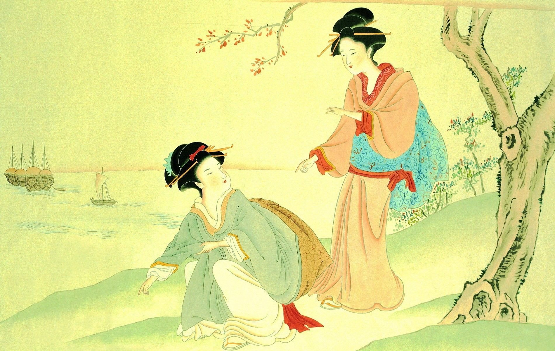 中国风,仕女图,插画