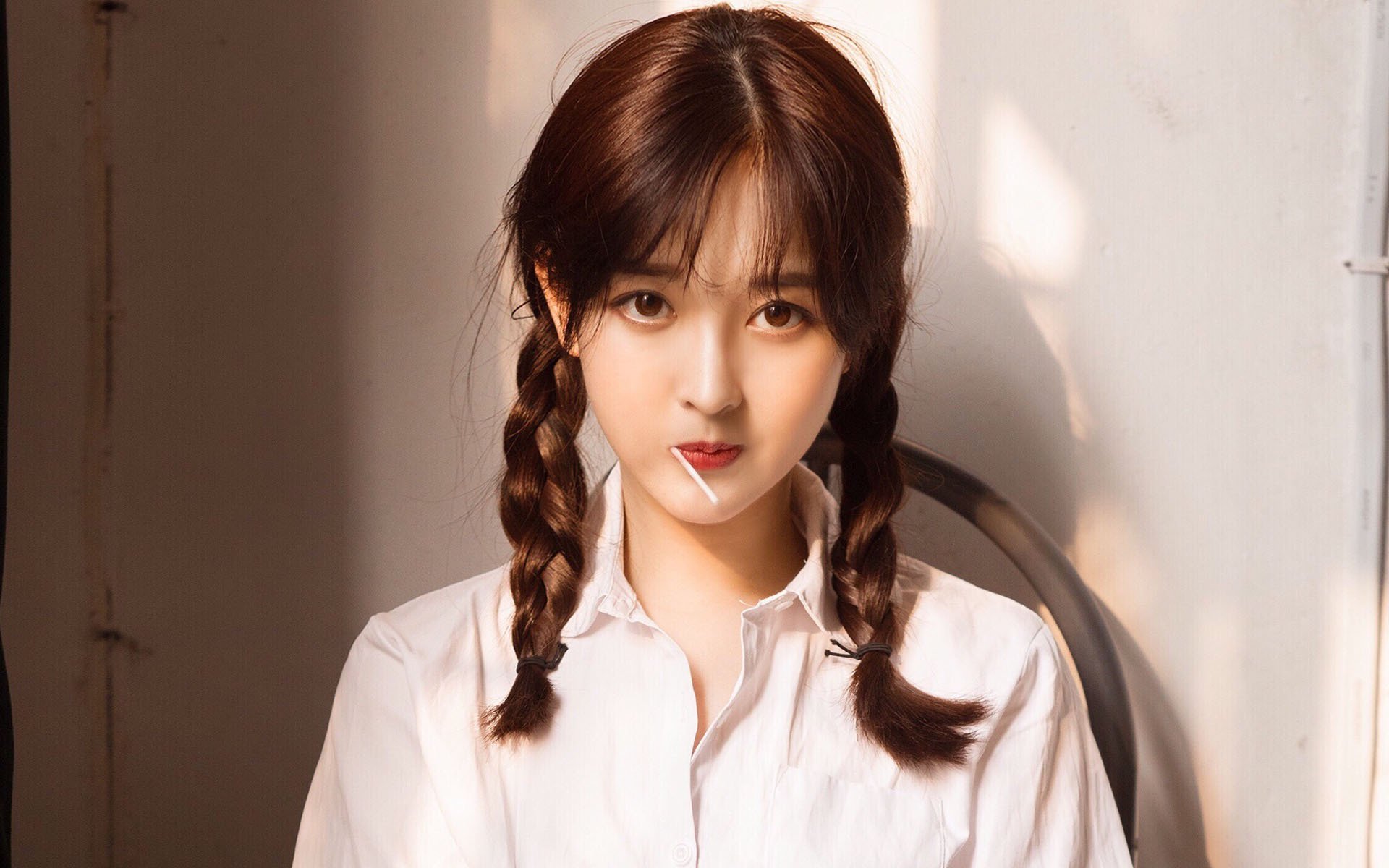 美女,清纯,俏皮,可爱,辫子