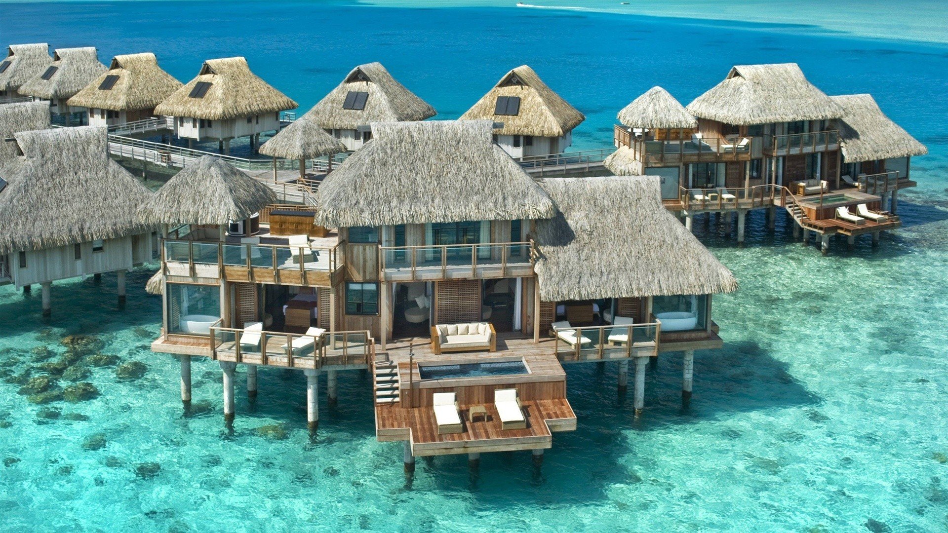 风景,海洋天堂,海上木屋,大海