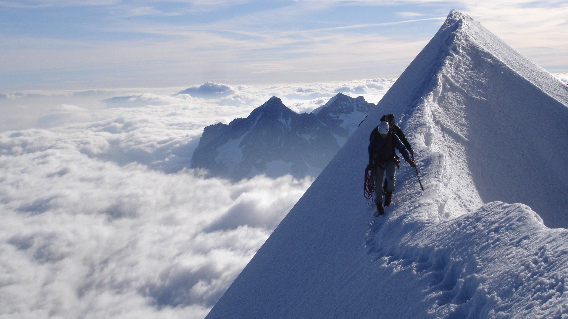 风景,雪山,云,登山