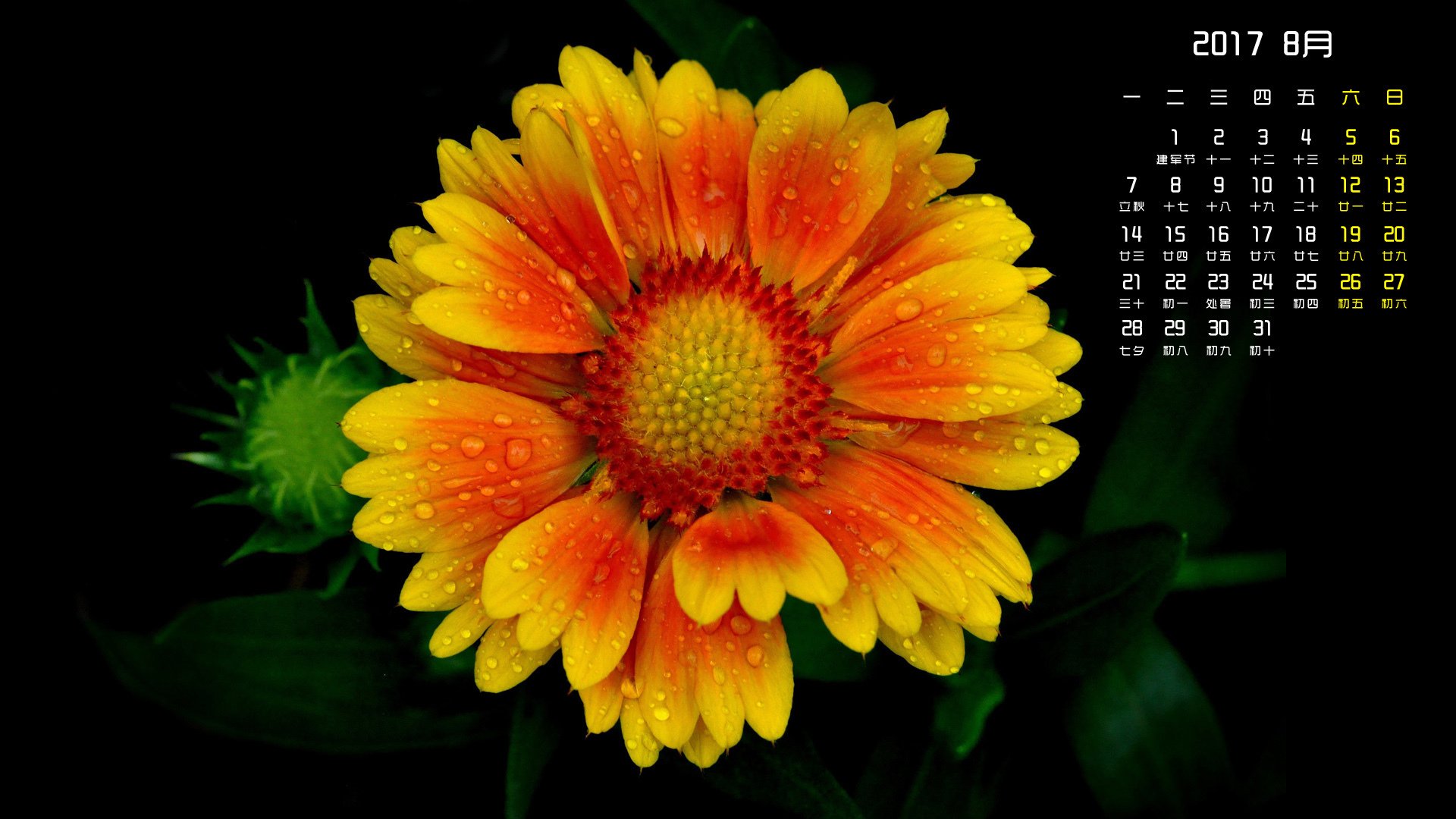 月历,2017年8月