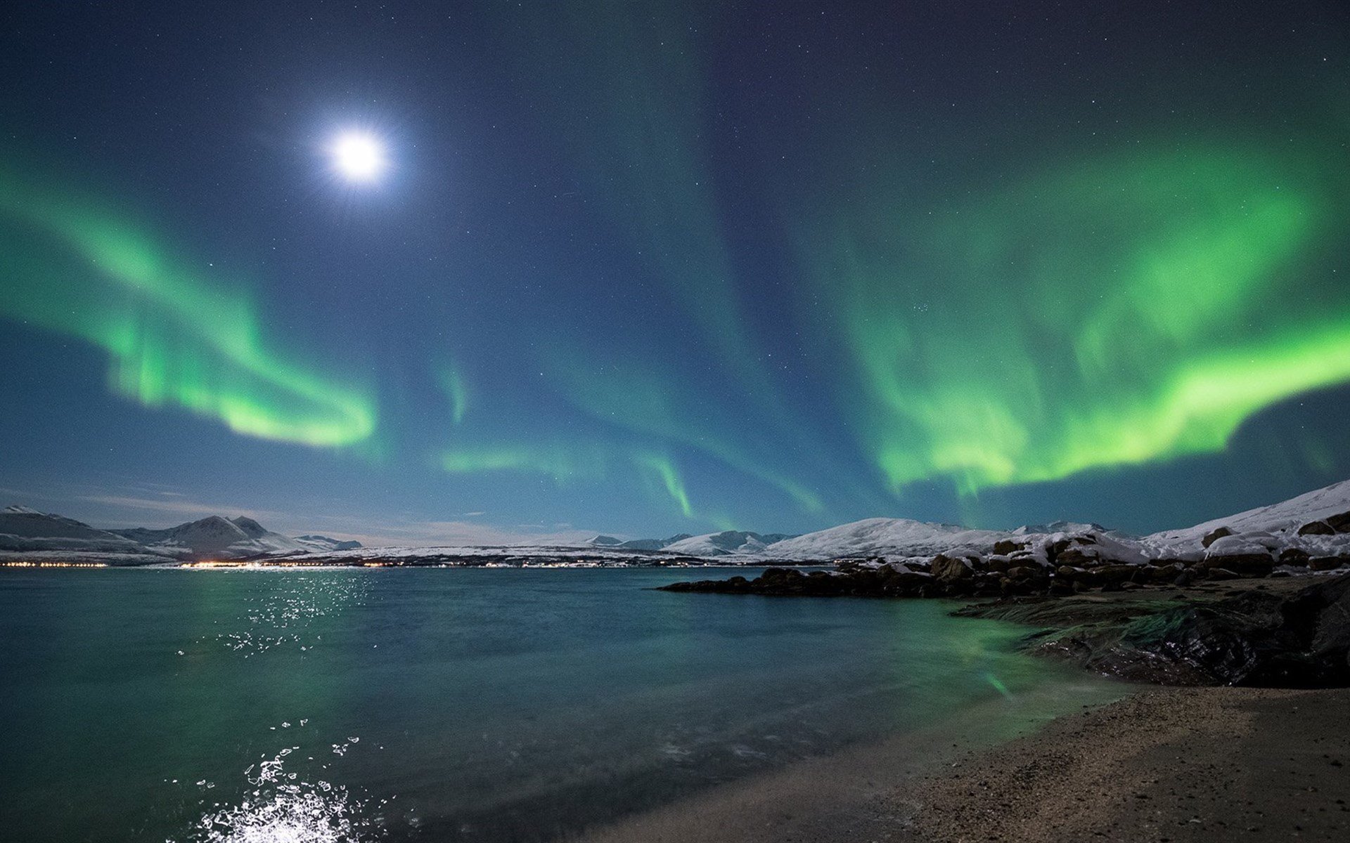 风景,自然风光,极光,雪山,湖泊