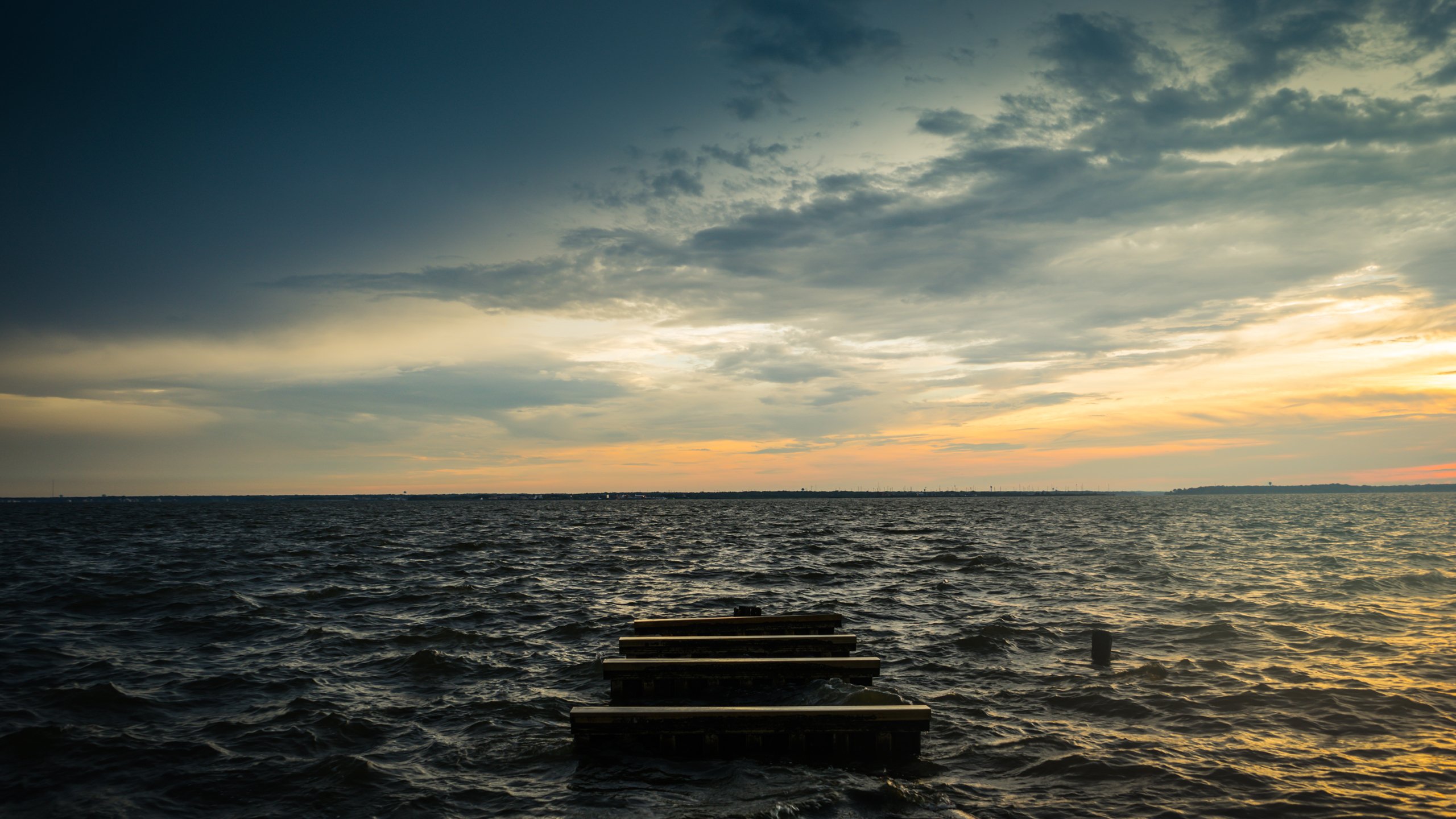 风景,落日余晖,大海,栈桥