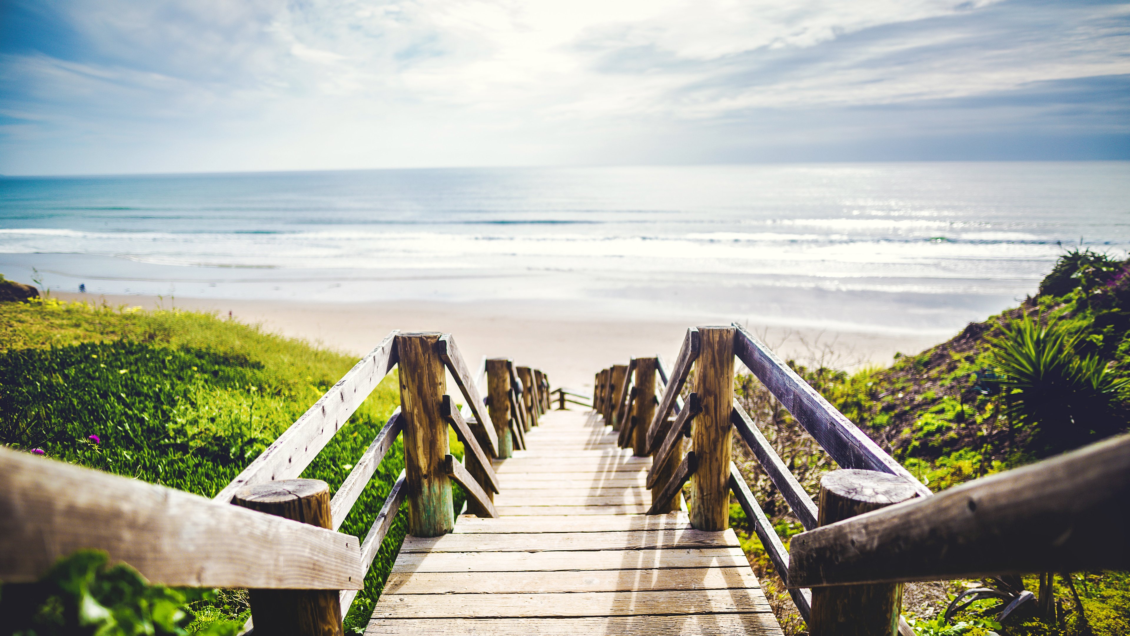 4K,风景,大海,栈桥,沙滩