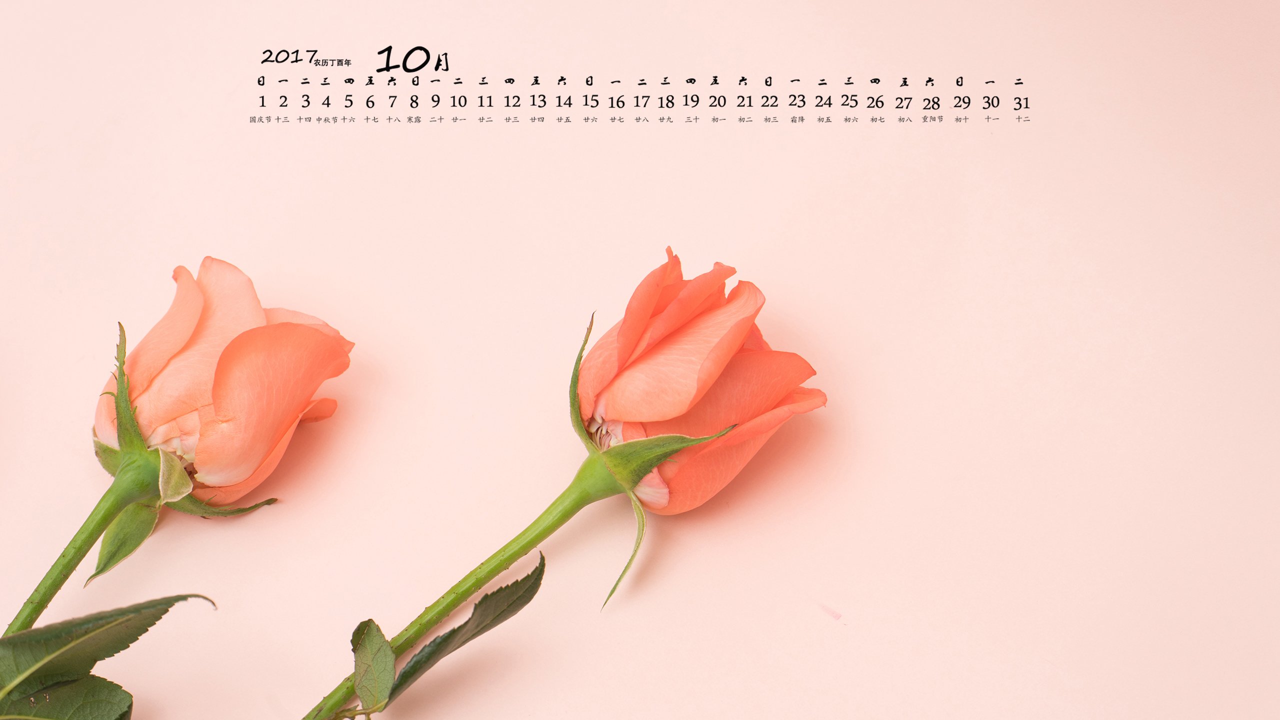 月历,2017年10月