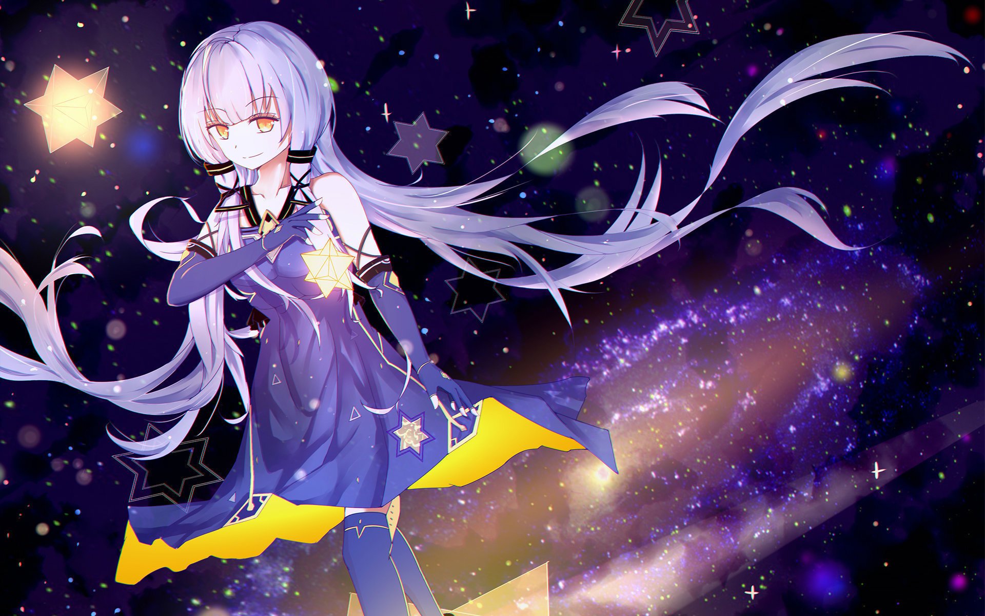 动漫,可爱,少女,星空