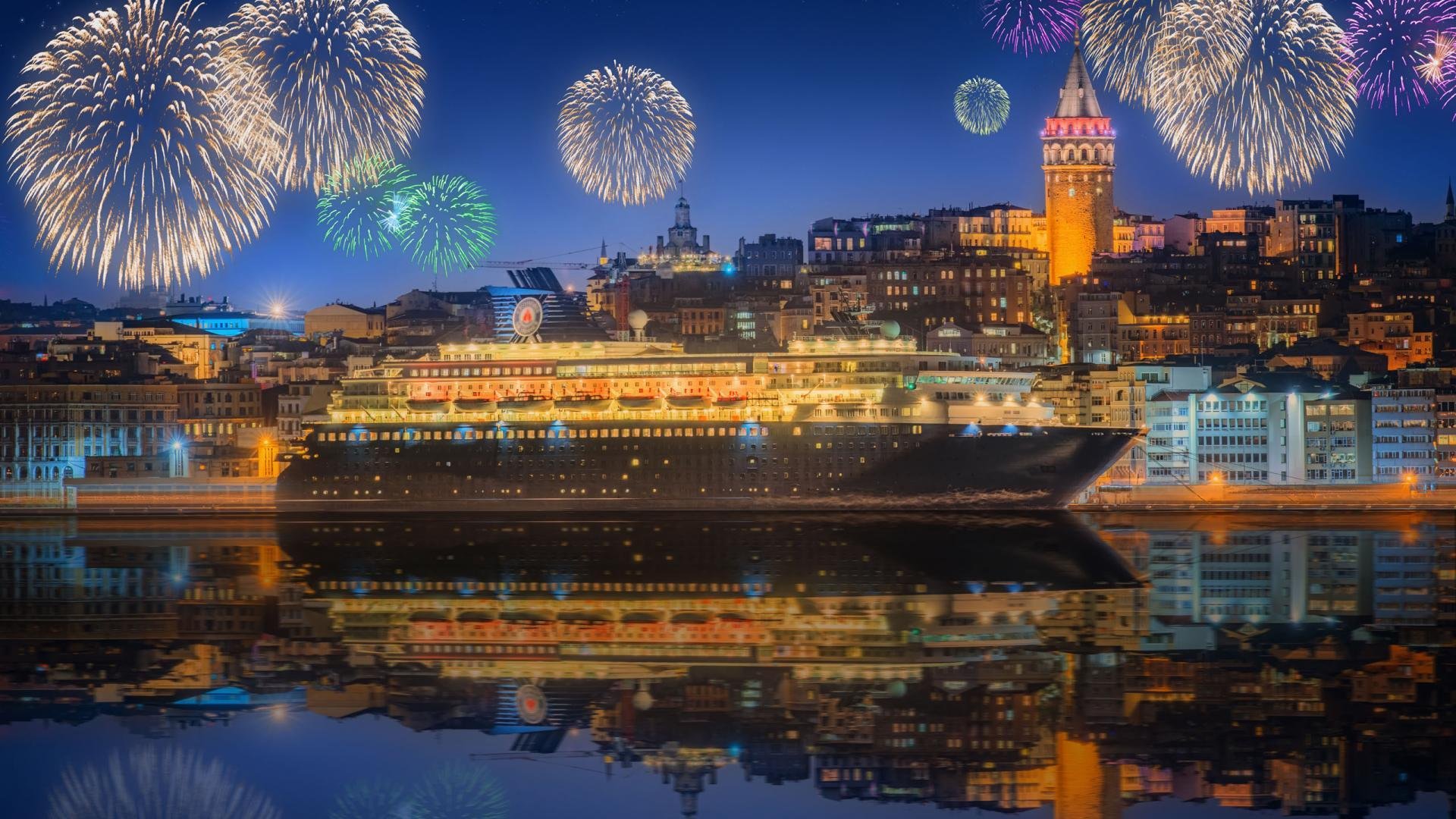 风景,城市夜景,烟花