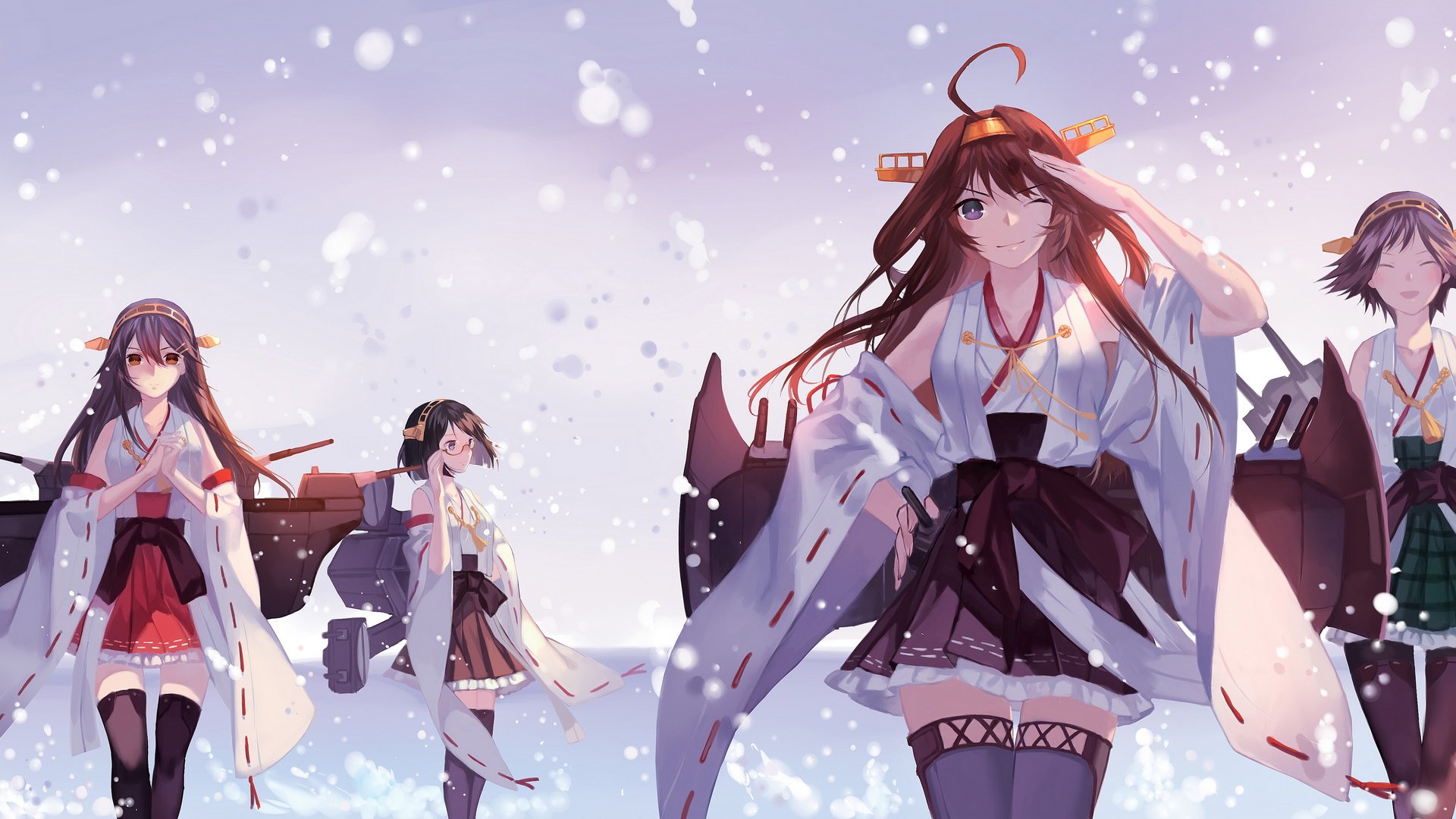 动漫,卡通,下雪,少女