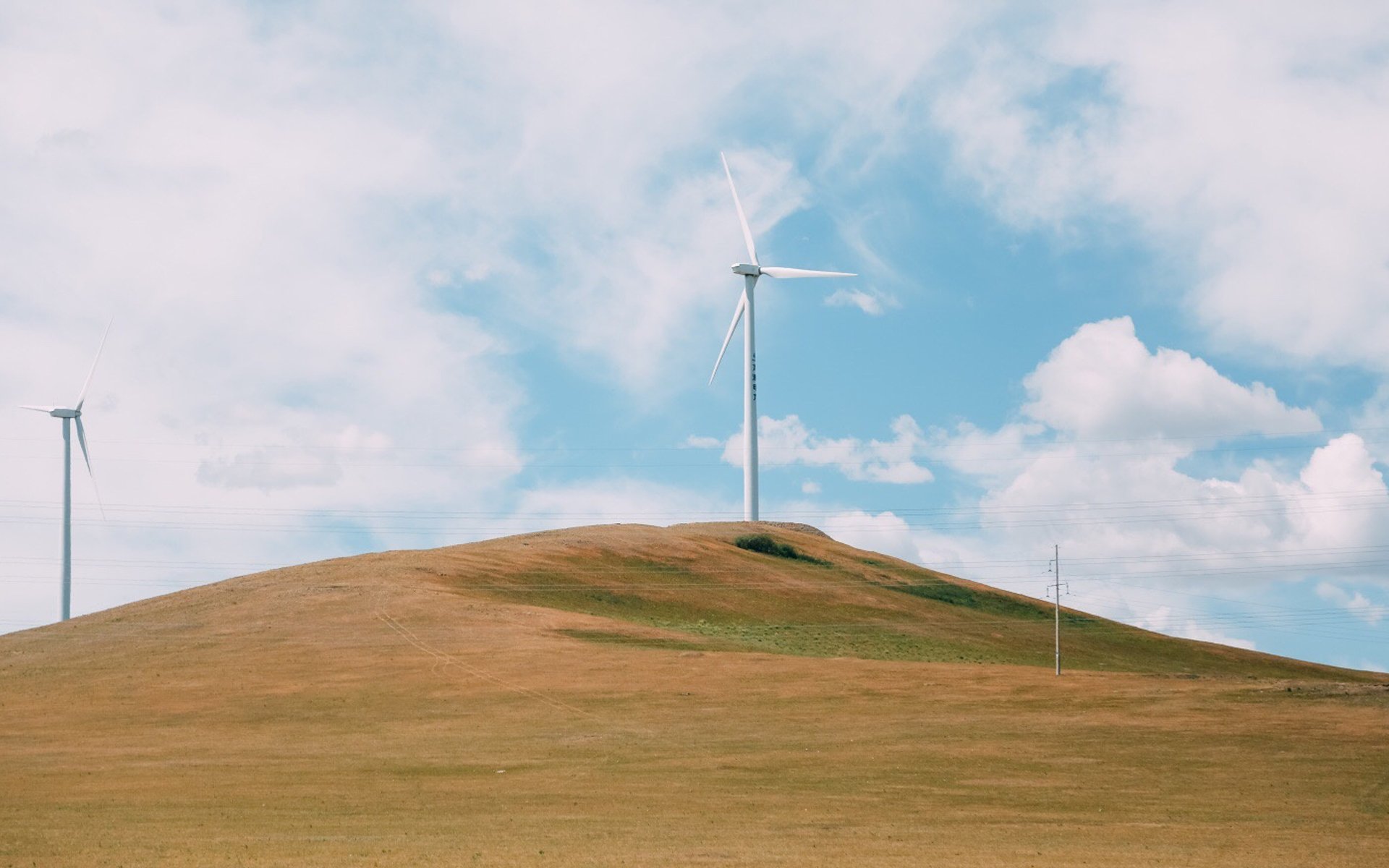 小清新,草原,风电机,蓝天白云,日系