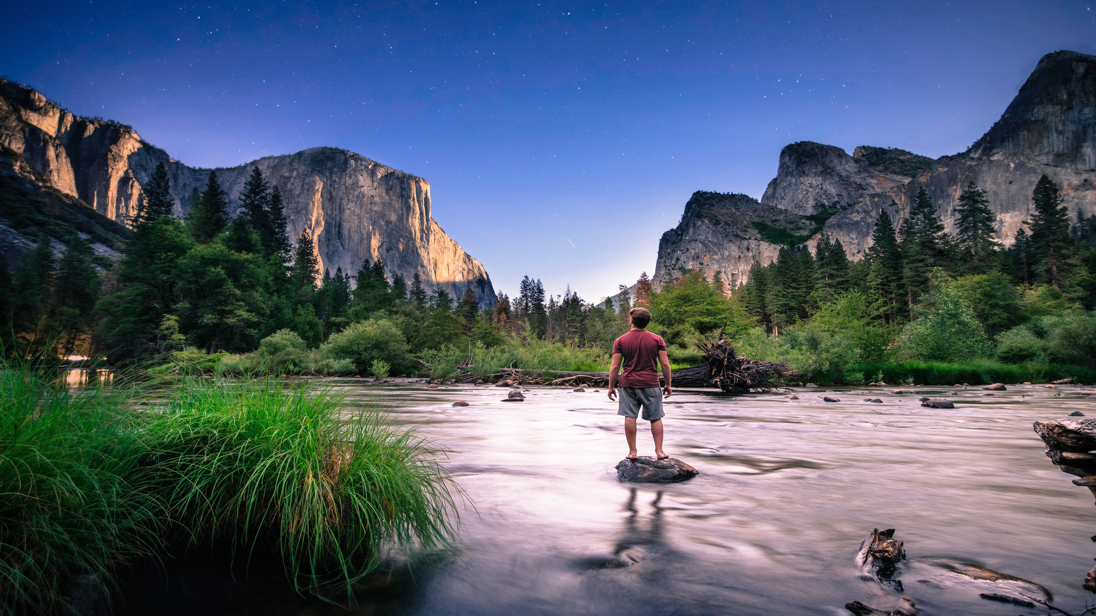 4K,风景,山川,溪流,星空