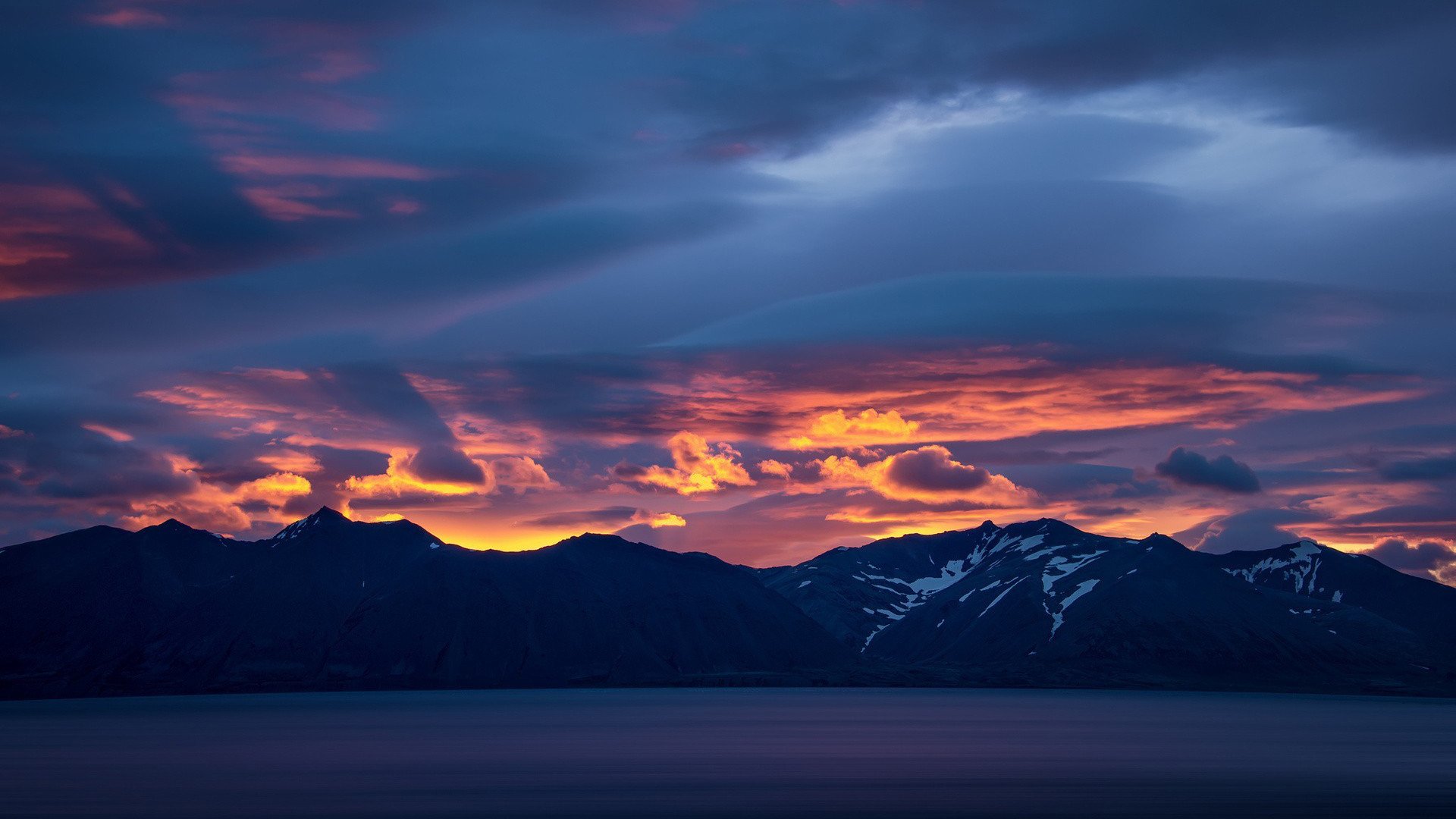 风景,黄昏,雪山