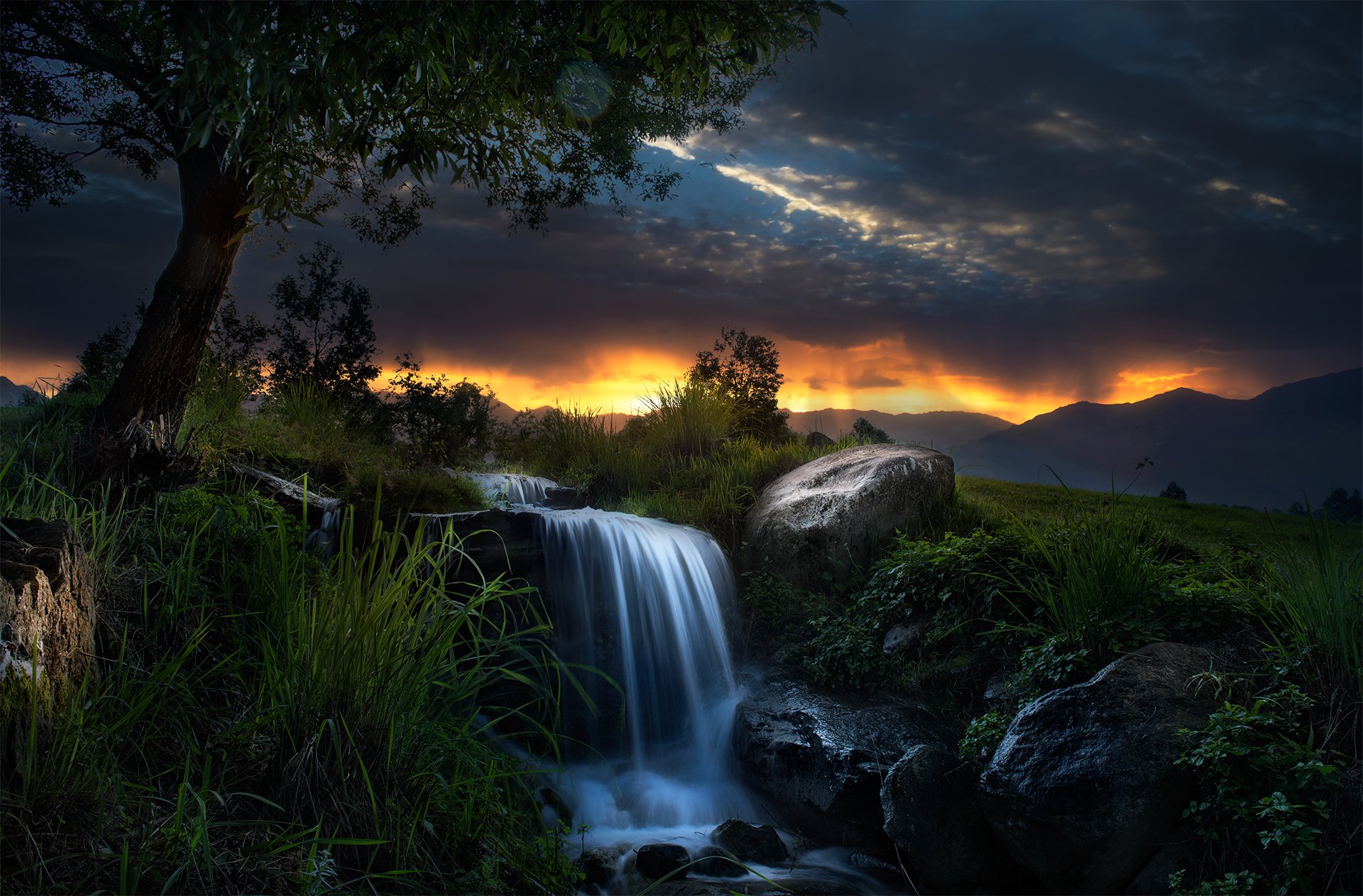 风景,水流,黄昏