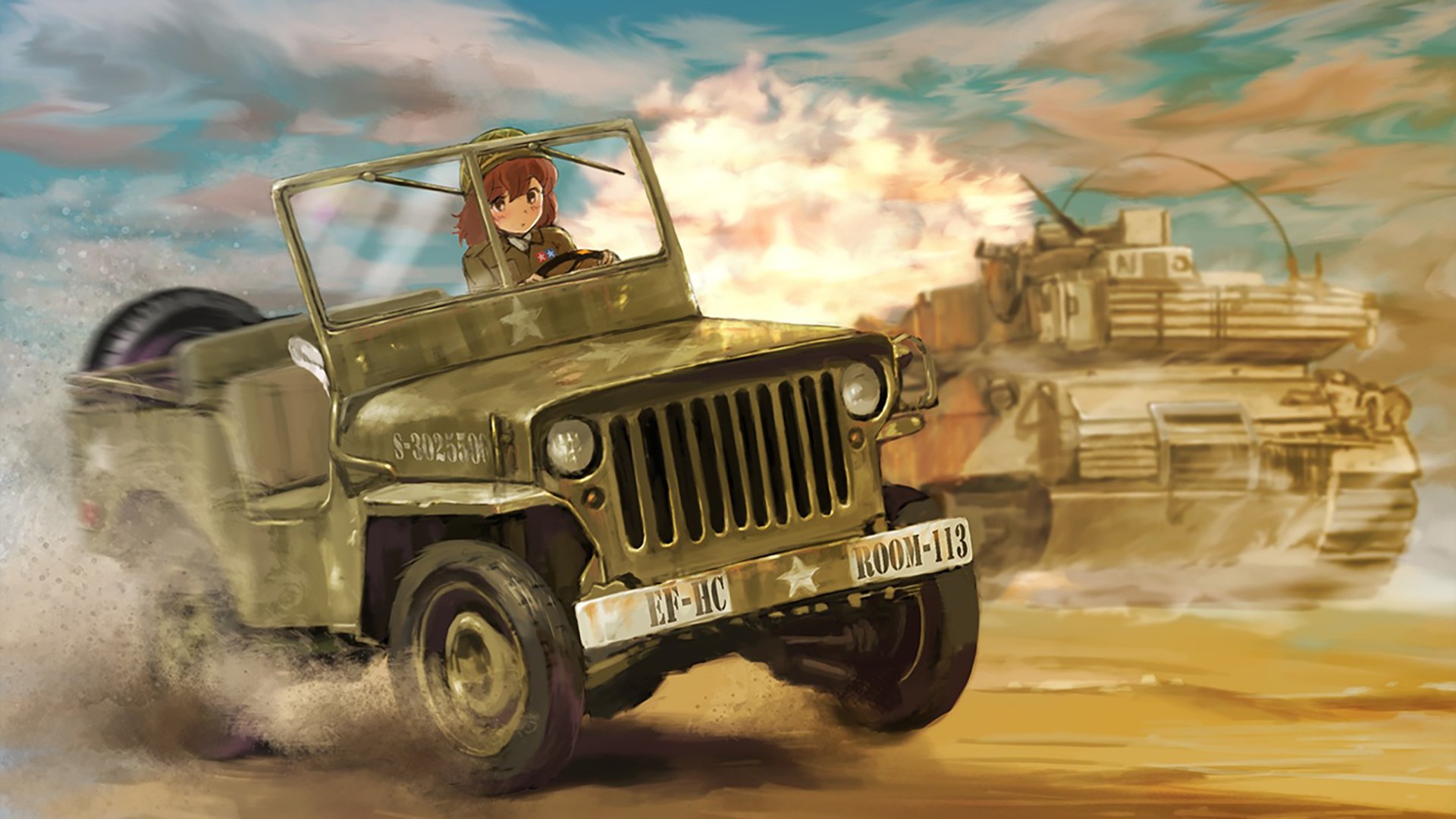 动漫,卡通,少女,汽车