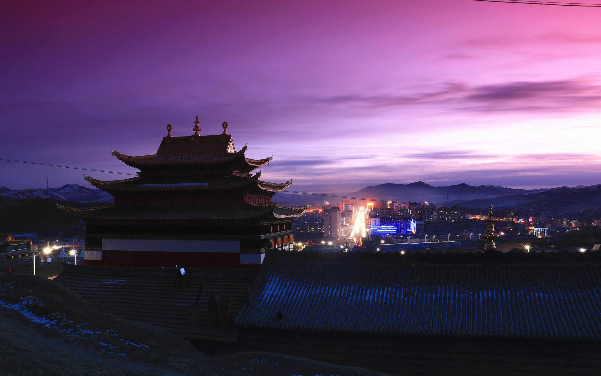 风景,城市夜景,西藏