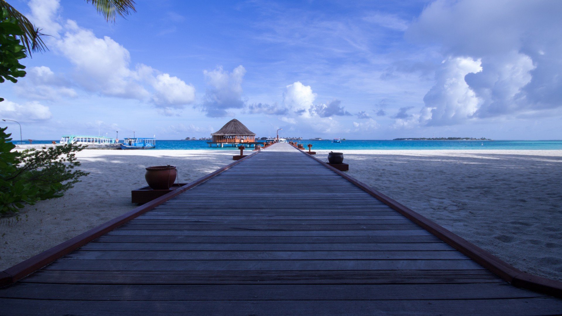 风景,海洋天堂,栈桥,沙滩,大海,蓝天,白云