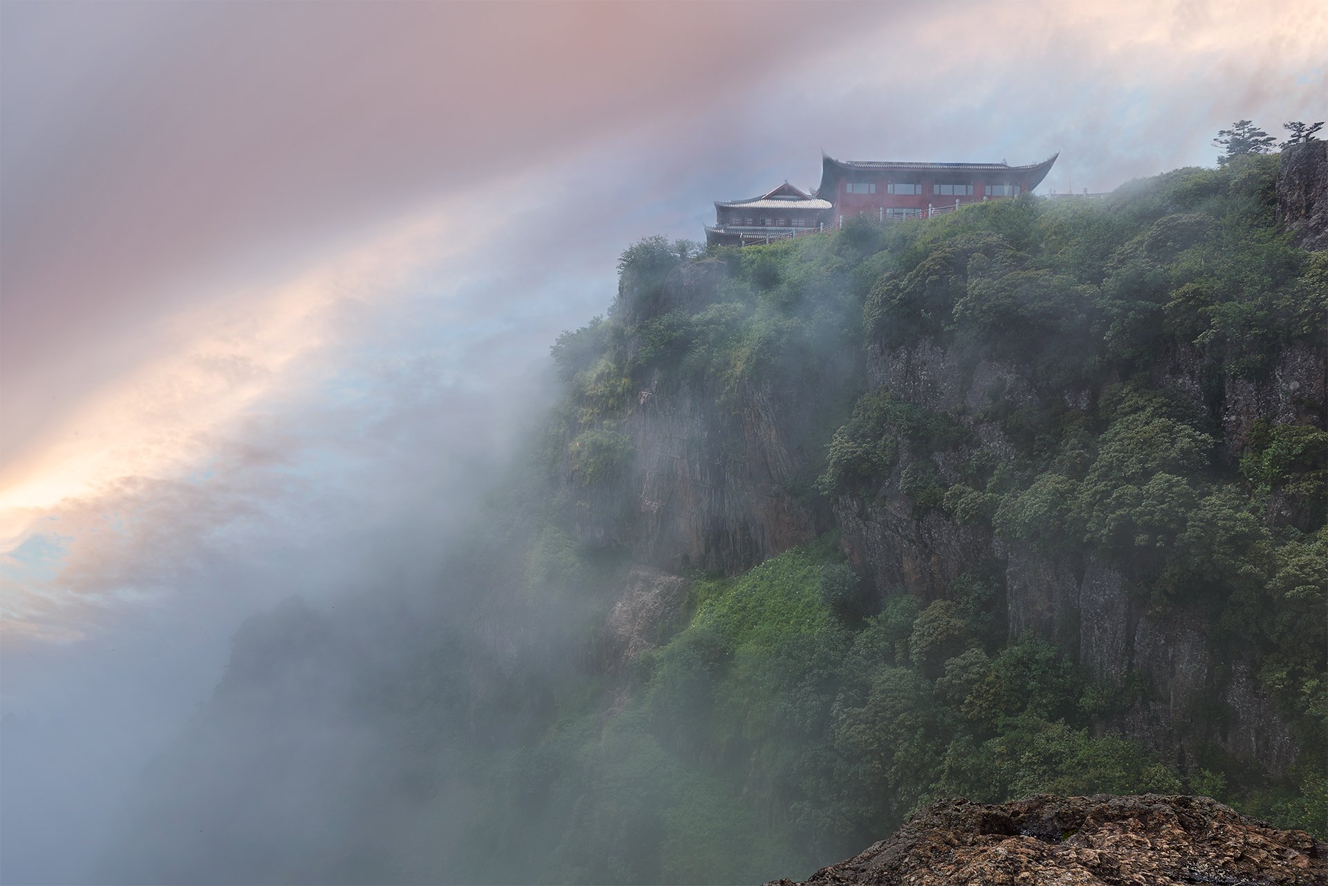 青山,云雾,山顶,风景